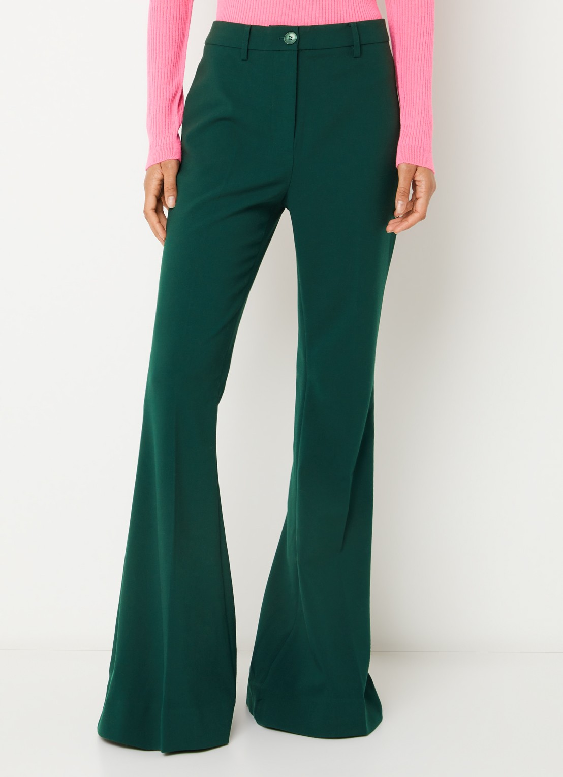 Essentiel Antwerp Konsiderate high waist flared fit broek - detail donkergroen
