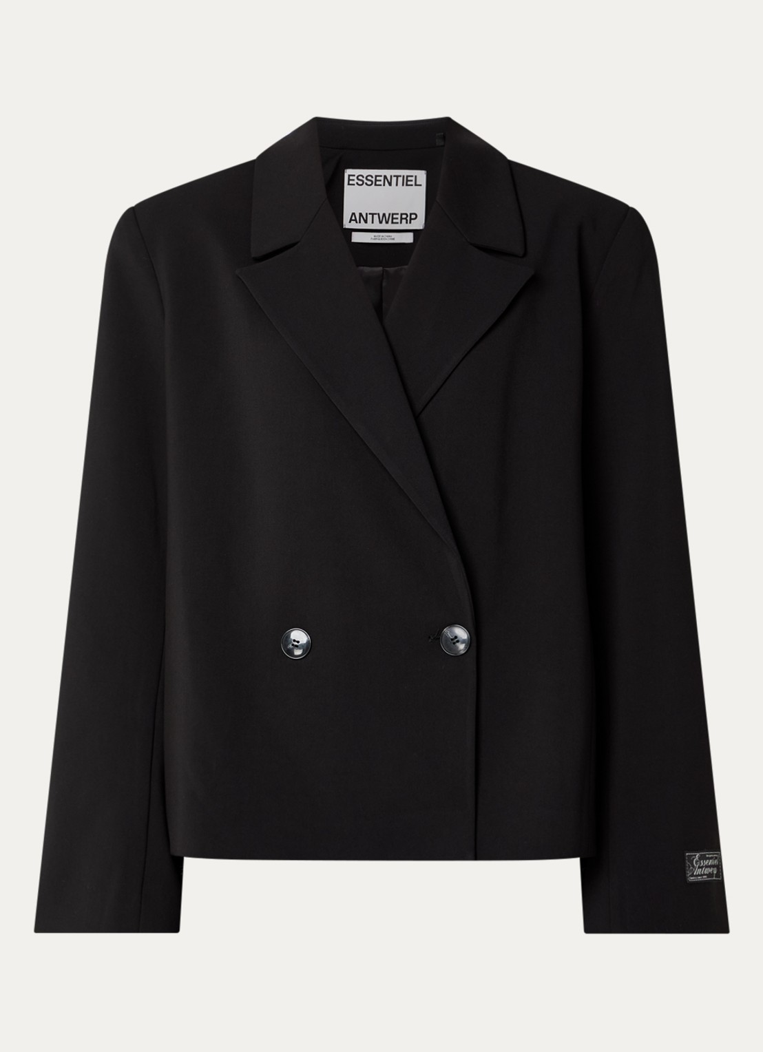 Essentiel Antwerp Kosy blazer met kraag - voorkant zwart