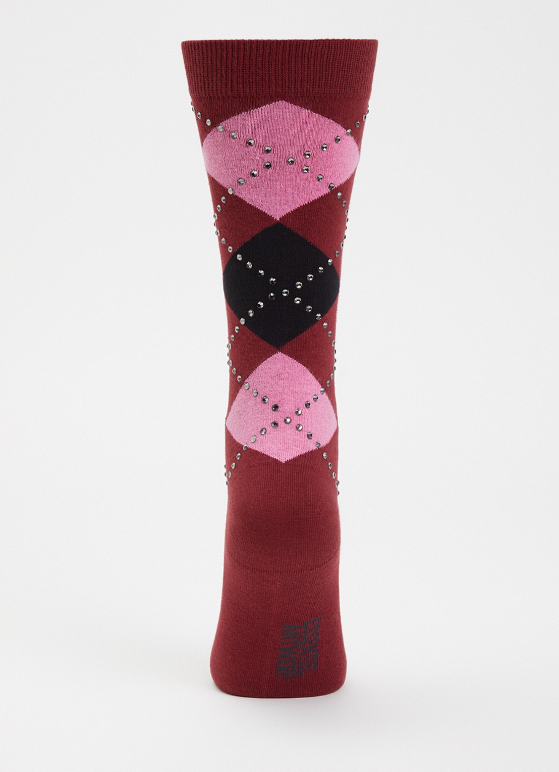 Essentiel Antwerp Krichard sokken met ruitdessin en strass - voorkant 3 donkerrood