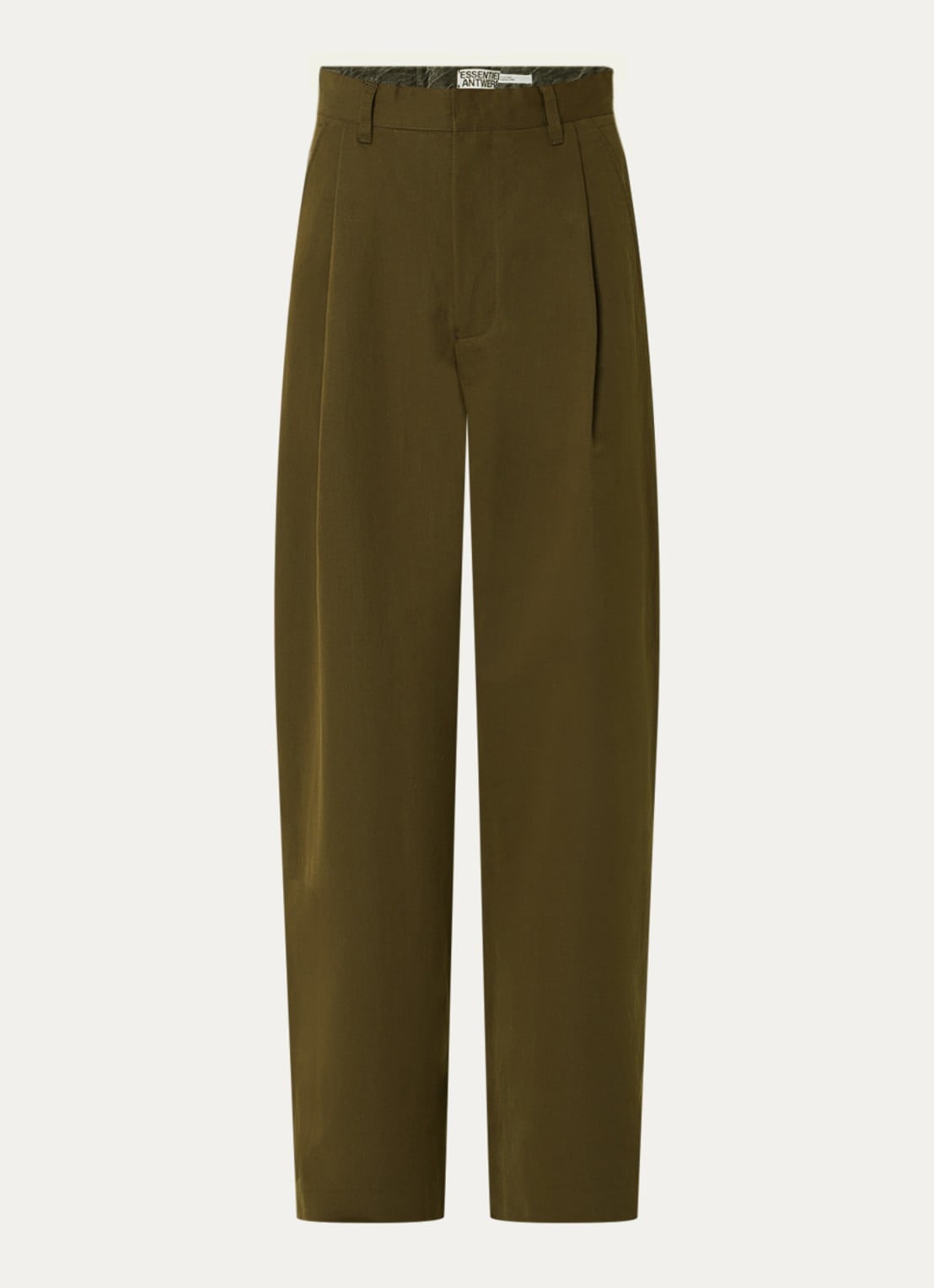 Essentiel Antwerp Krisp high waist wide fit broek met details van denim en steekzakken - voorkant 4 donkergroen