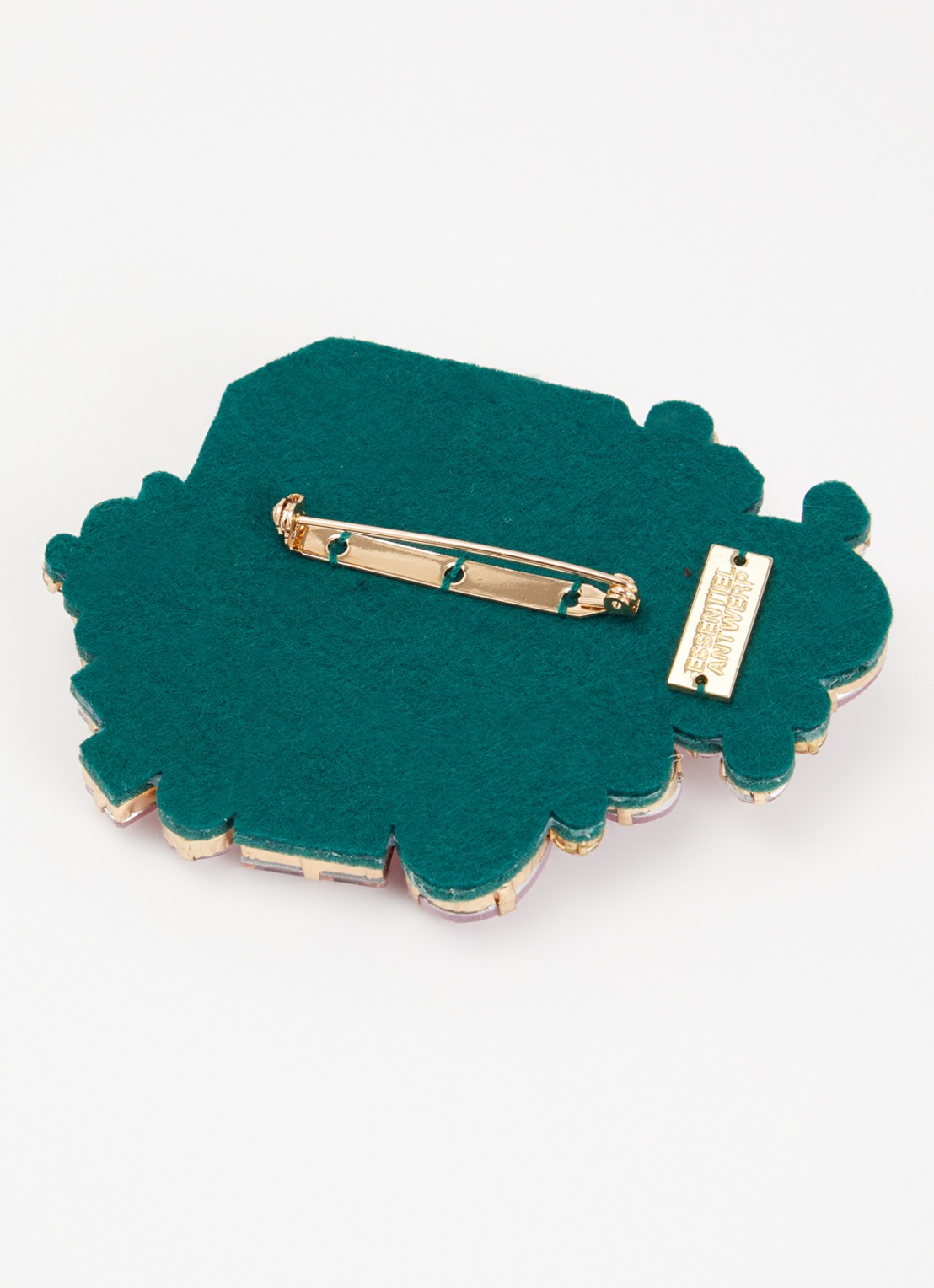 Essentiel Antwerp Kube broche met kristal - detail 2 groen