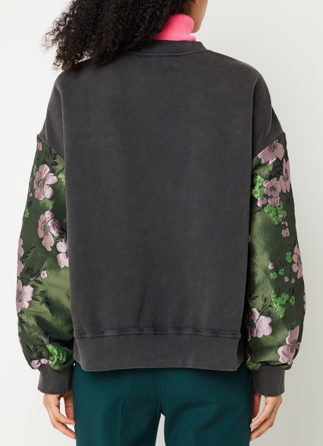 Essentiel Antwerp Kueer sweater met jacquard dessin - achterkant 2 antraciet