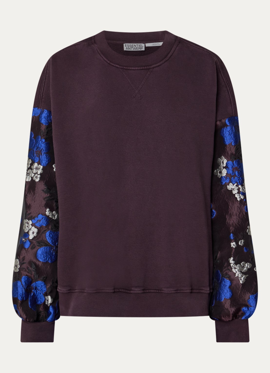 Essentiel Antwerp Kueer sweater met jacquard dessin - voorkant 2 bruin