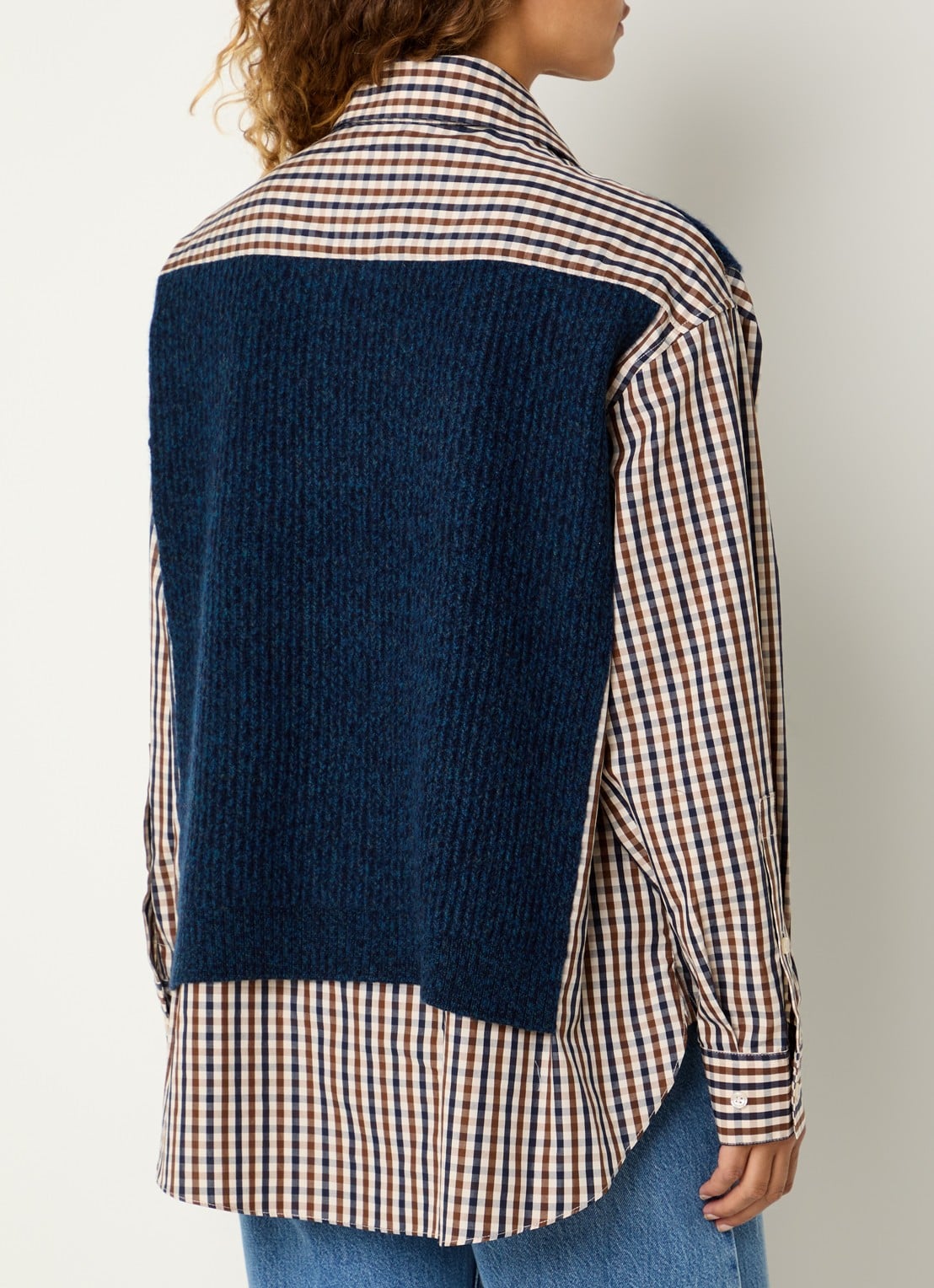 Essentiel Antwerp Kute blouse met ruitdessin - achterkant 2 donkerblauw