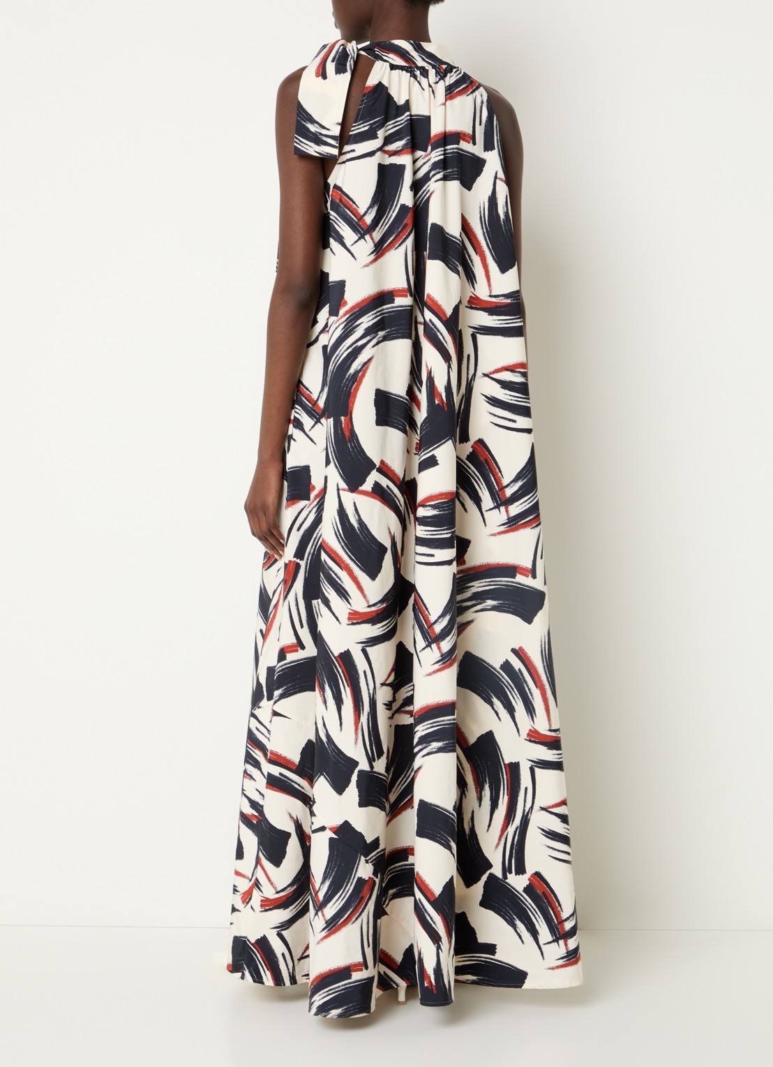 Essentiel Antwerp Maxi jurk met print - achterkant 4 gebroken wit