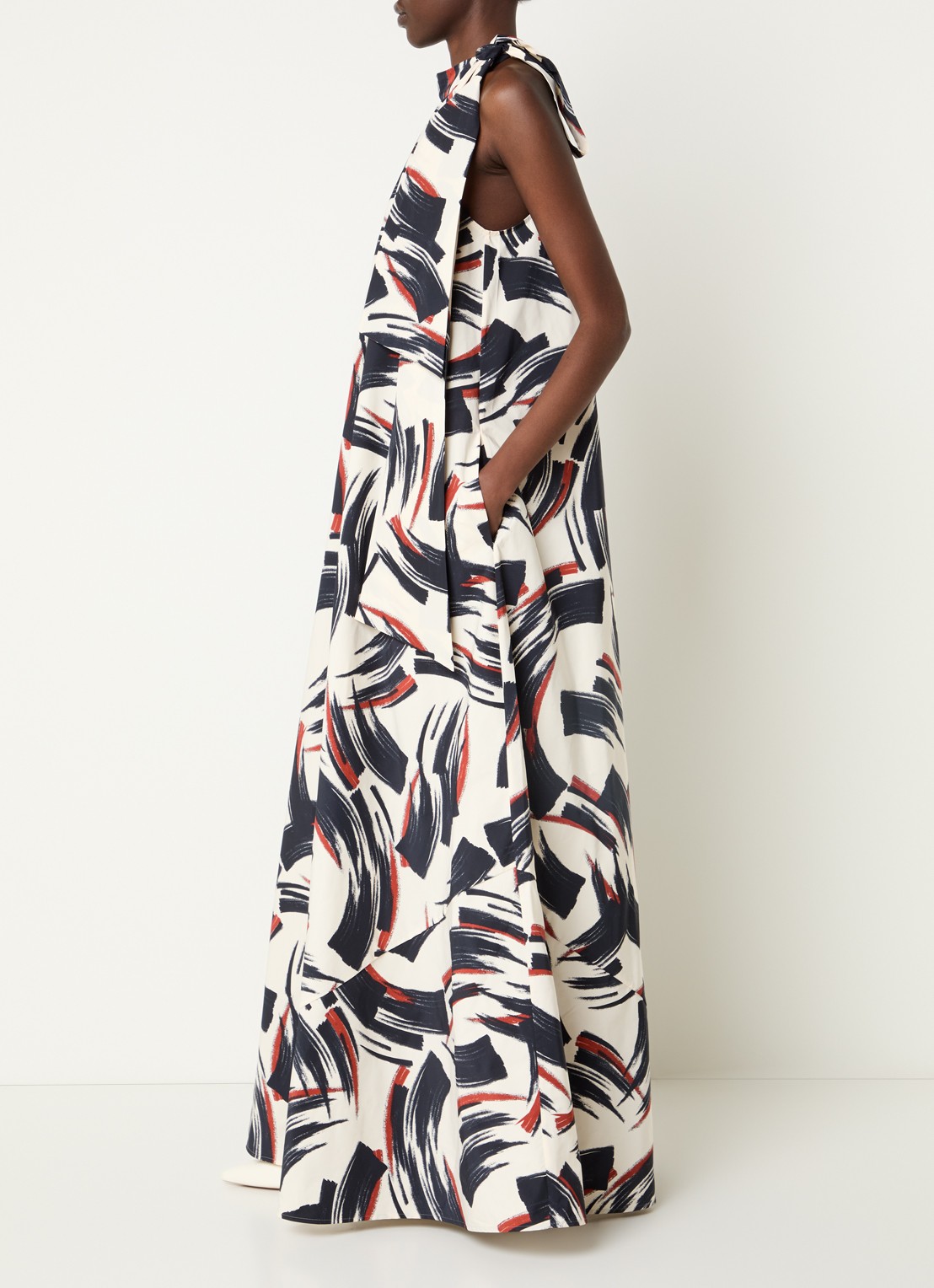 Essentiel Antwerp Maxi jurk met print - voorkant 3 gebroken wit