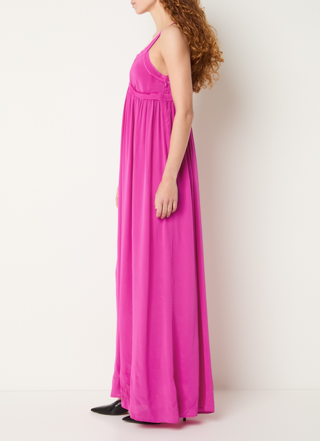Essentiel Antwerp Maxi jurk met V-hals - voorkant 4 fuchsia
