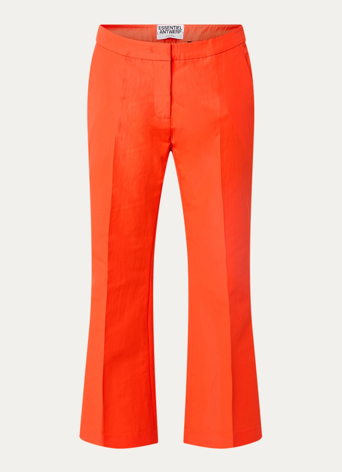 Essentiel Antwerp Mid waist cropped flared fit pantalon met steekzakken - voorkant 3 oranjerood