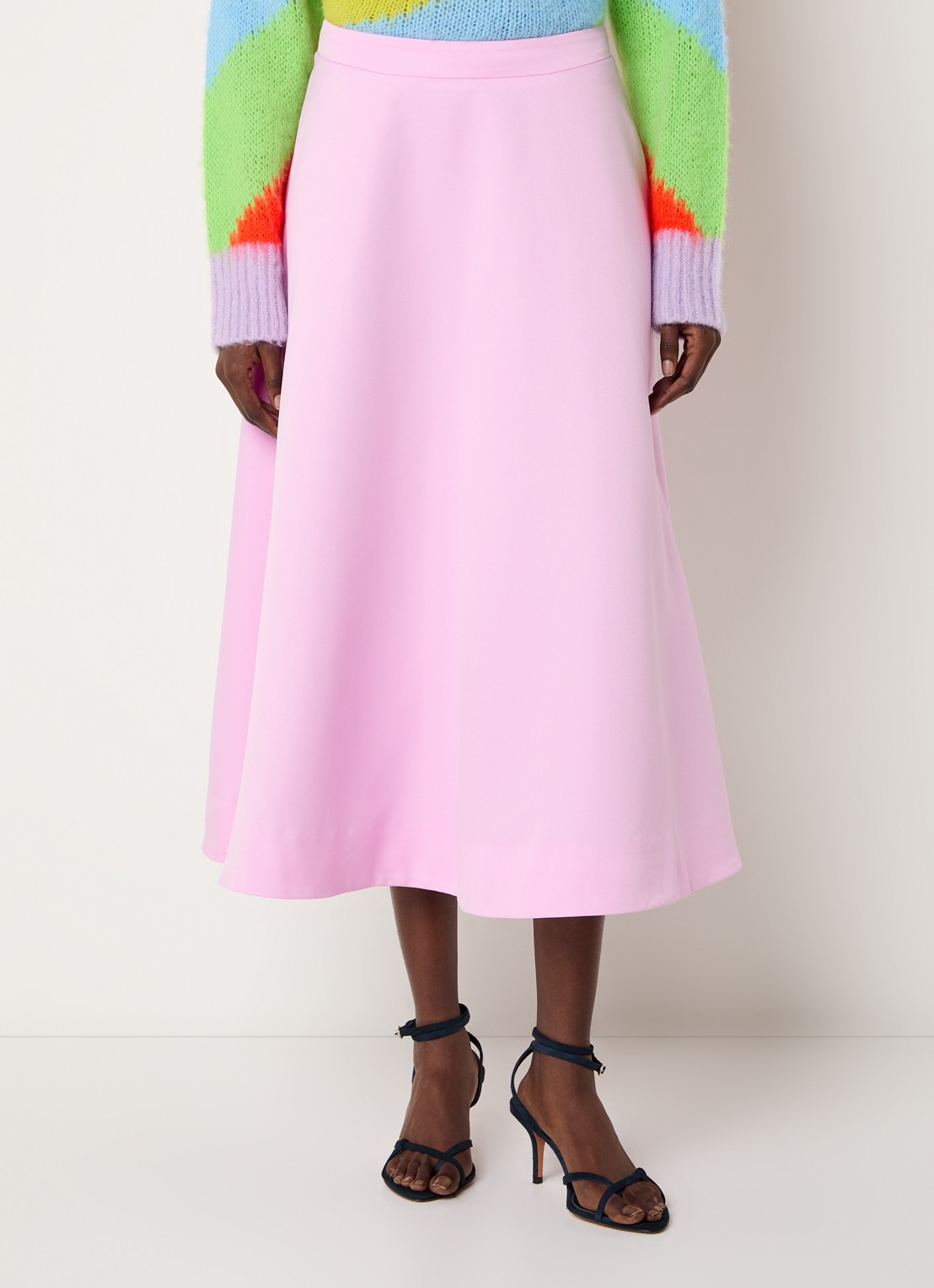 Essentiel Antwerp Midi A-lijn rok met steekzakken en bloemenprint - detail 4 roze