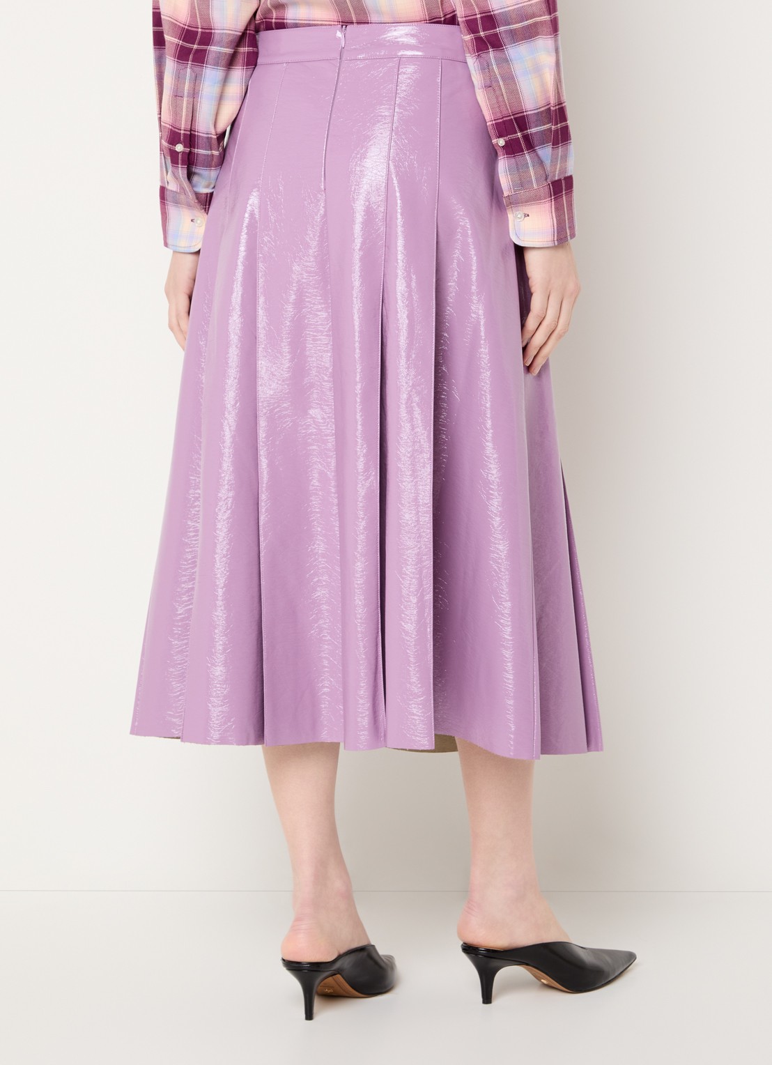 Essentiel Antwerp Midi rok van imitatieleer  - achterkant 4 paars