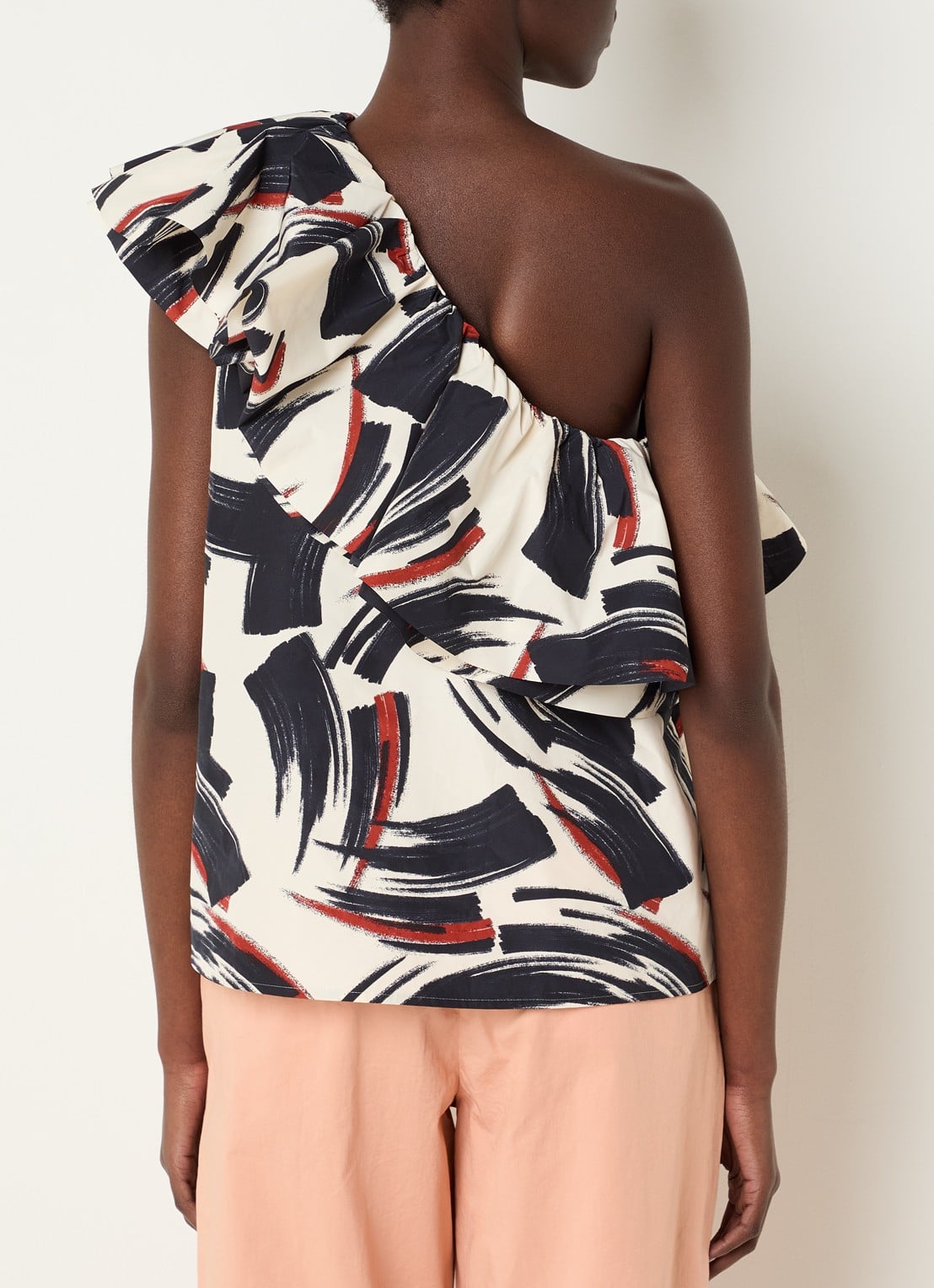 Essentiel Antwerp One shoulder top met volant - achterkant donkerblauw