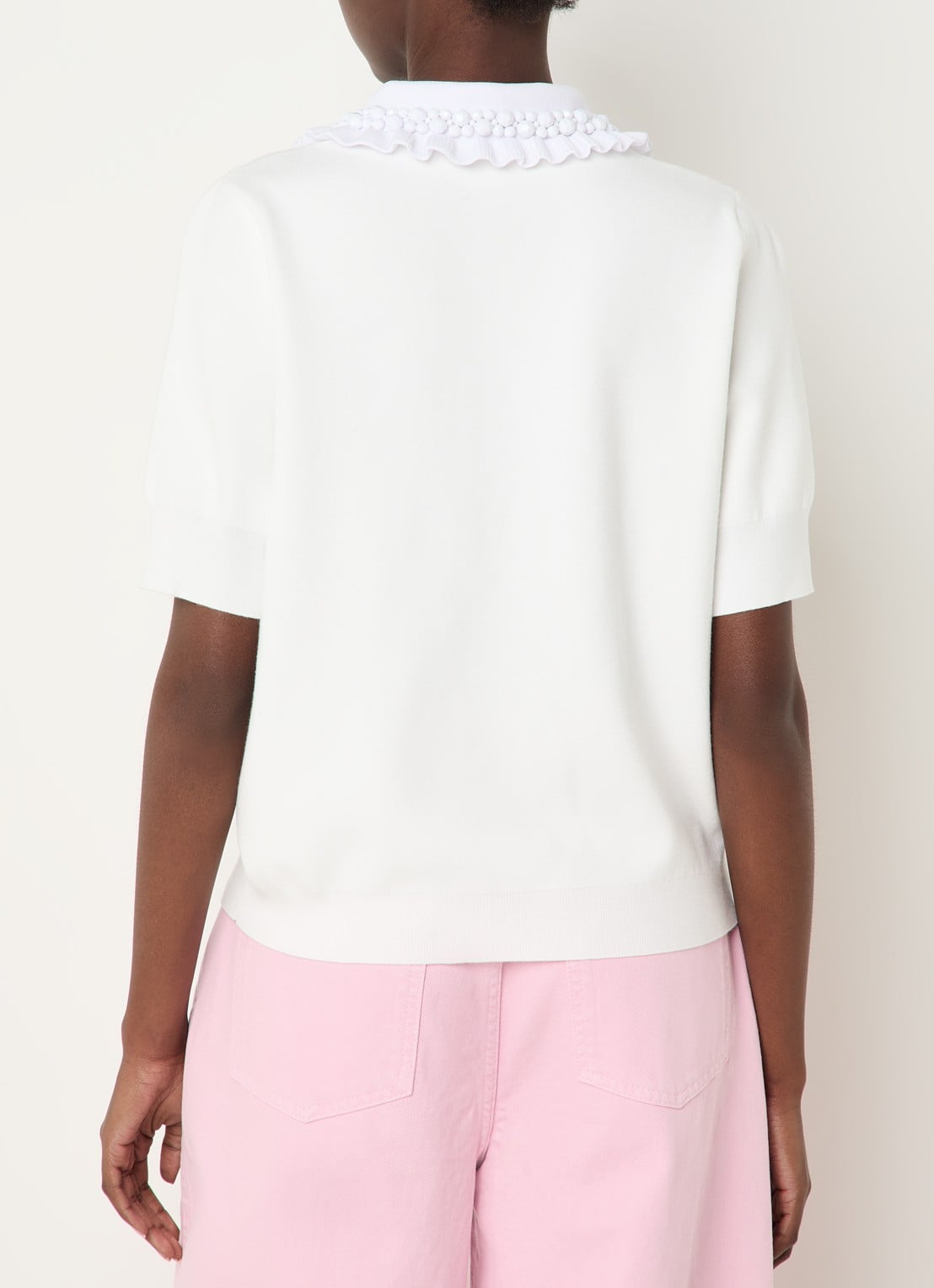 Essentiel Antwerp Polo met Peter Pan-kraag en kralendecoratie - achterkant 4 wit