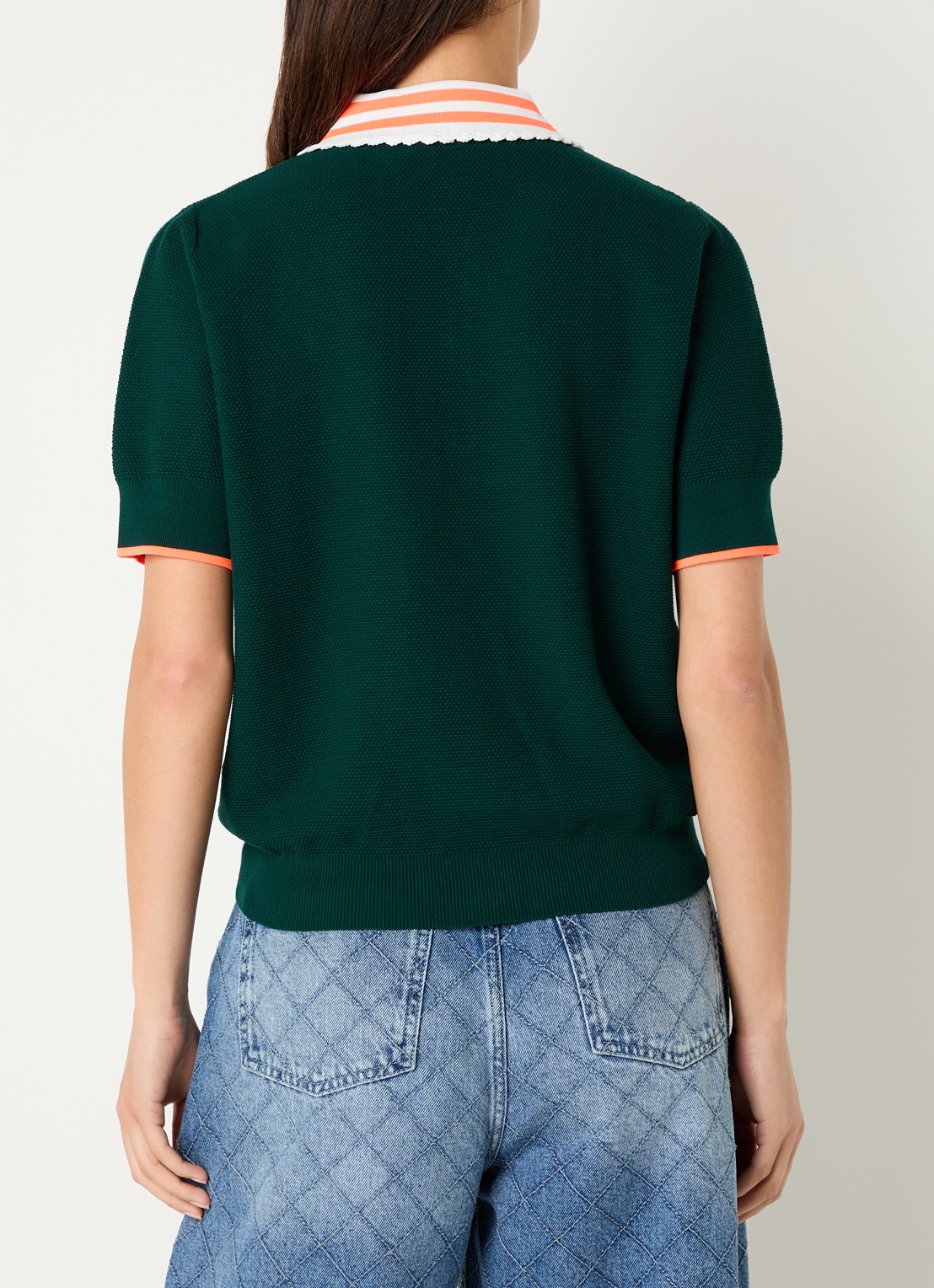 Essentiel Antwerp Polo met pofmouw - achterkant 4 donkergroen