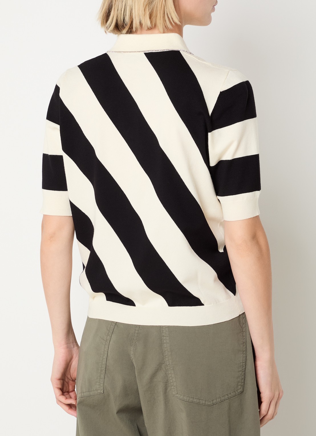 Essentiel Antwerp Polo met streepprint - achterkant 3 creme