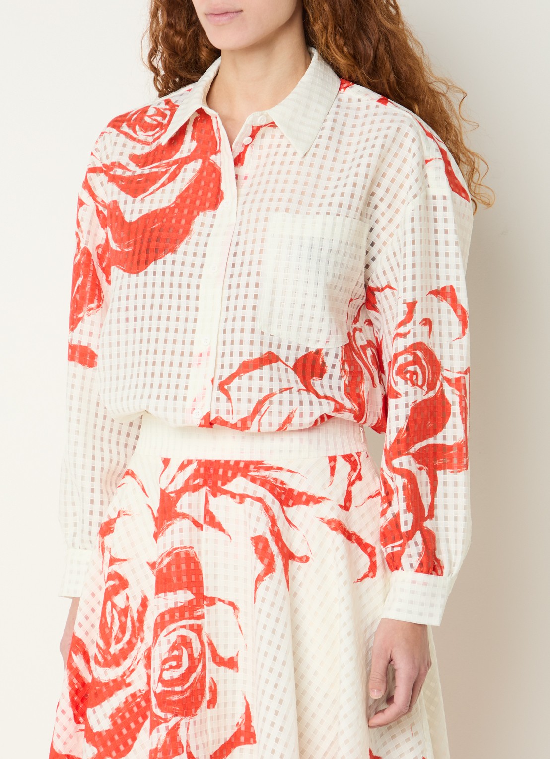 Essentiel Antwerp Semi-transparante blouse met print - detail 2 rood
