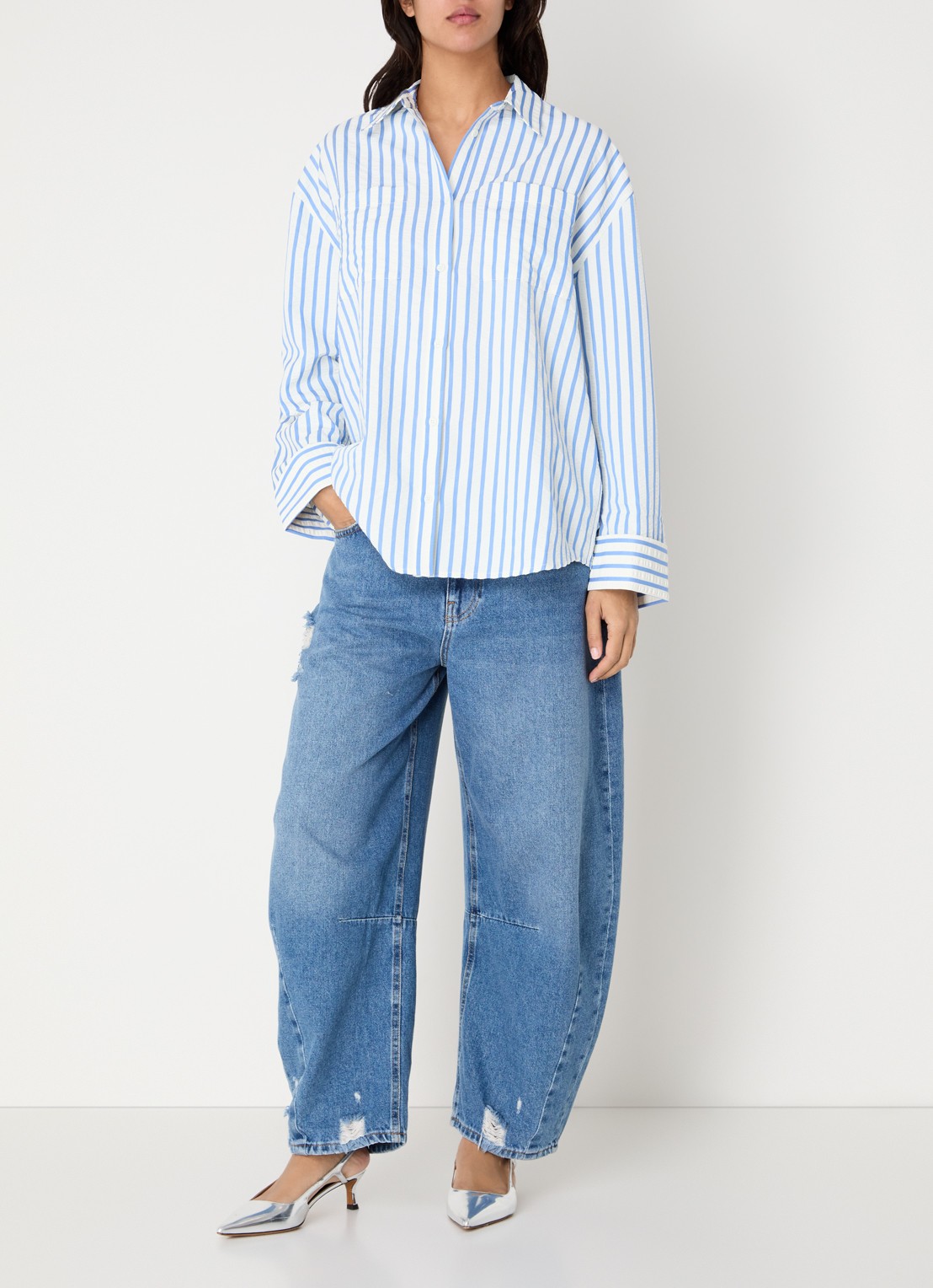 Essentiel Antwerp Set van blouse met mouwloze top 2-delig - voorkant 4 blauw