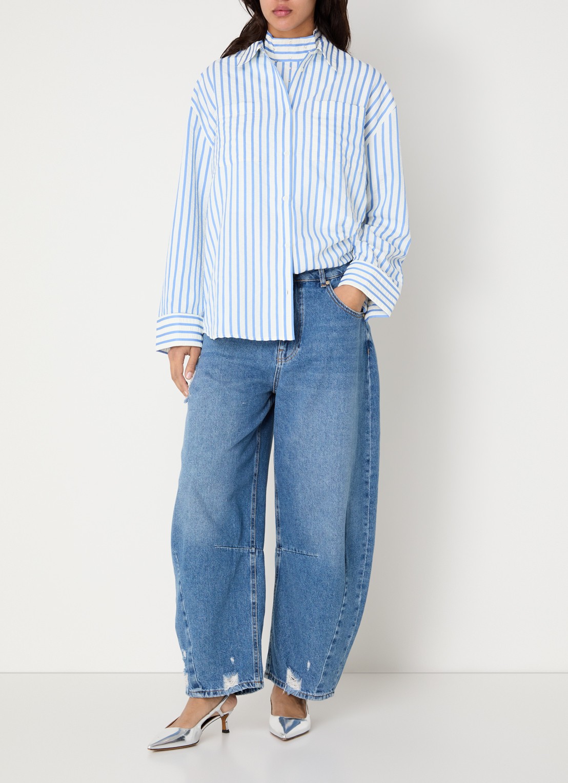 Essentiel Antwerp Set van blouse met mouwloze top 2-delig - voorkant 5 blauw
