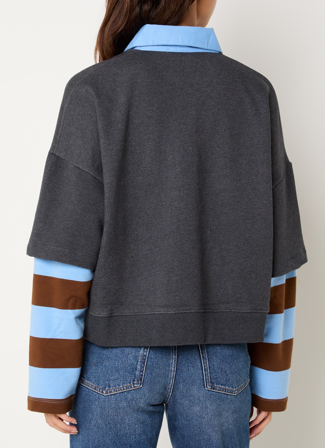 Essentiel Antwerp Sweater met kraag - achterkant 3 grijsmele