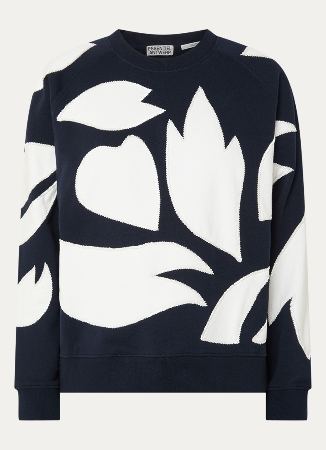 Essentiel Antwerp Sweater met print en strass - voorkant 2 donkerblauw