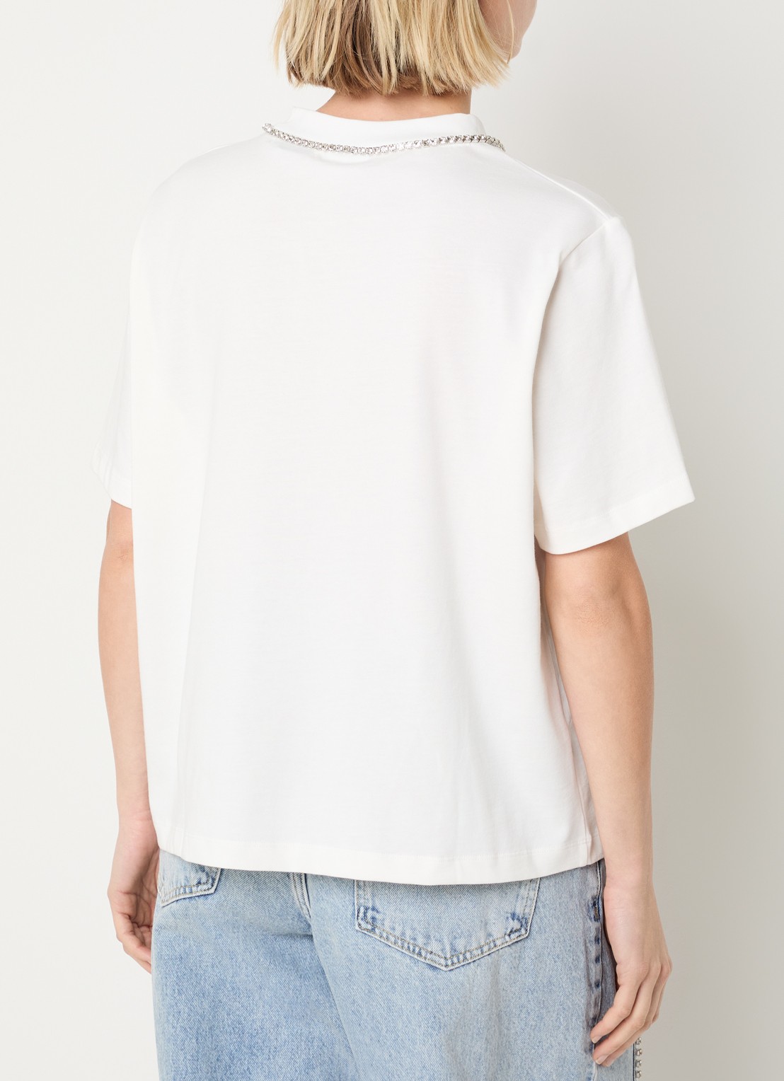 Essentiel Antwerp T-shirt met print en strass - achterkant 4 wit