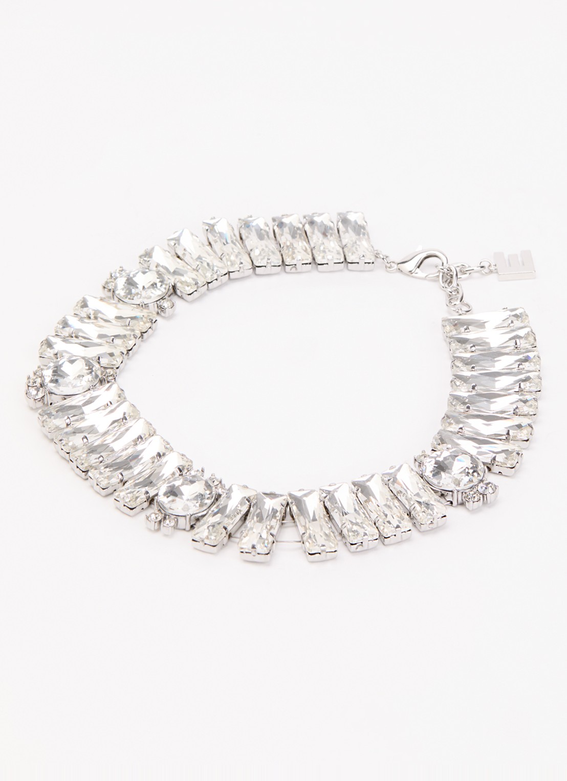 Essentiel Antwerp Tasbedel en ketting met strass - detail zilver