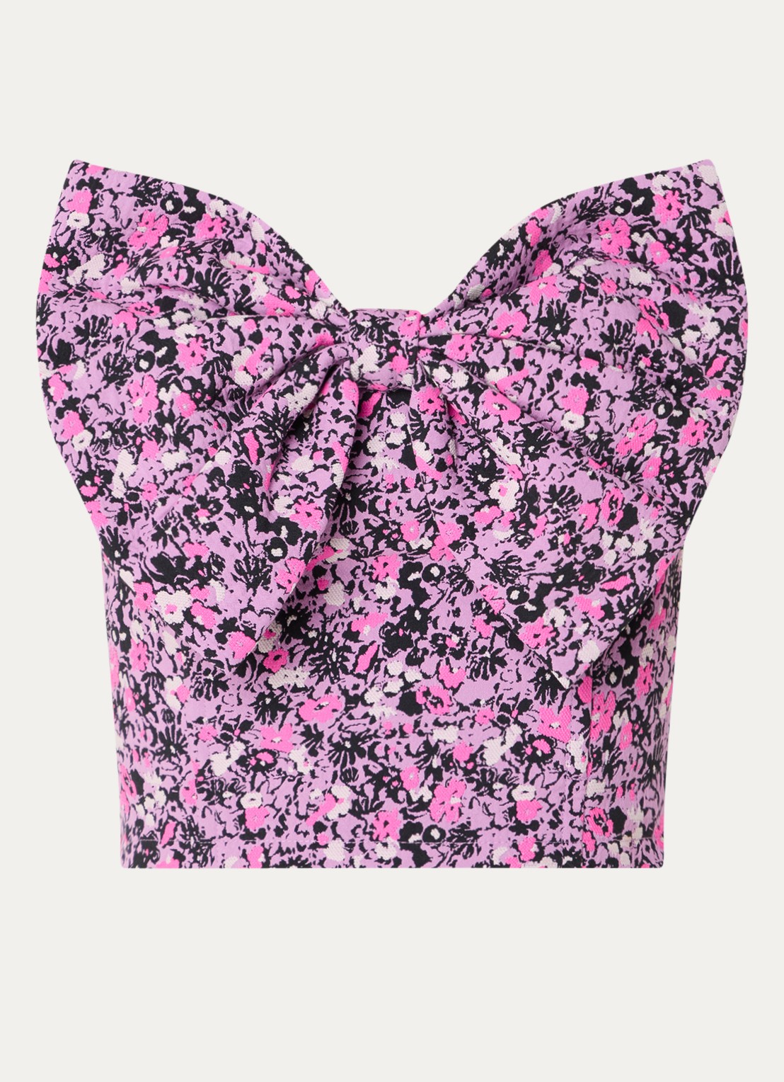 Essentiel Antwerp Top met bloemenprint en strikdetail - voorkant 3 paars