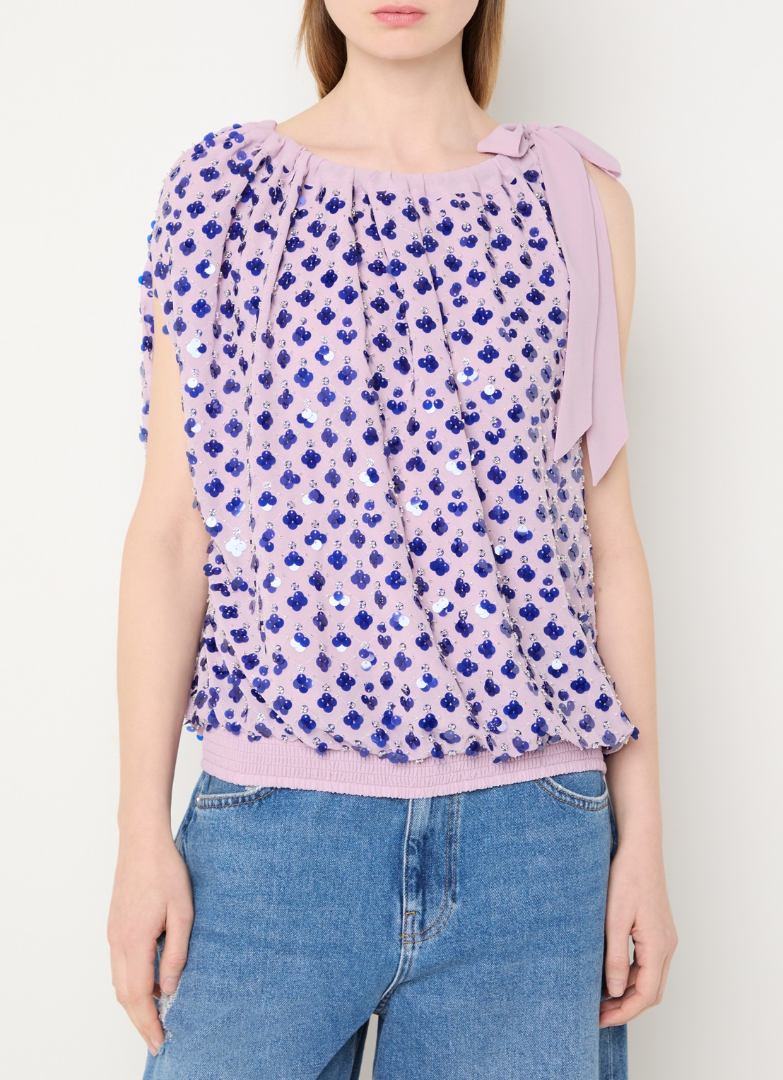 Essentiel Antwerp Top met pailletten - detail lila