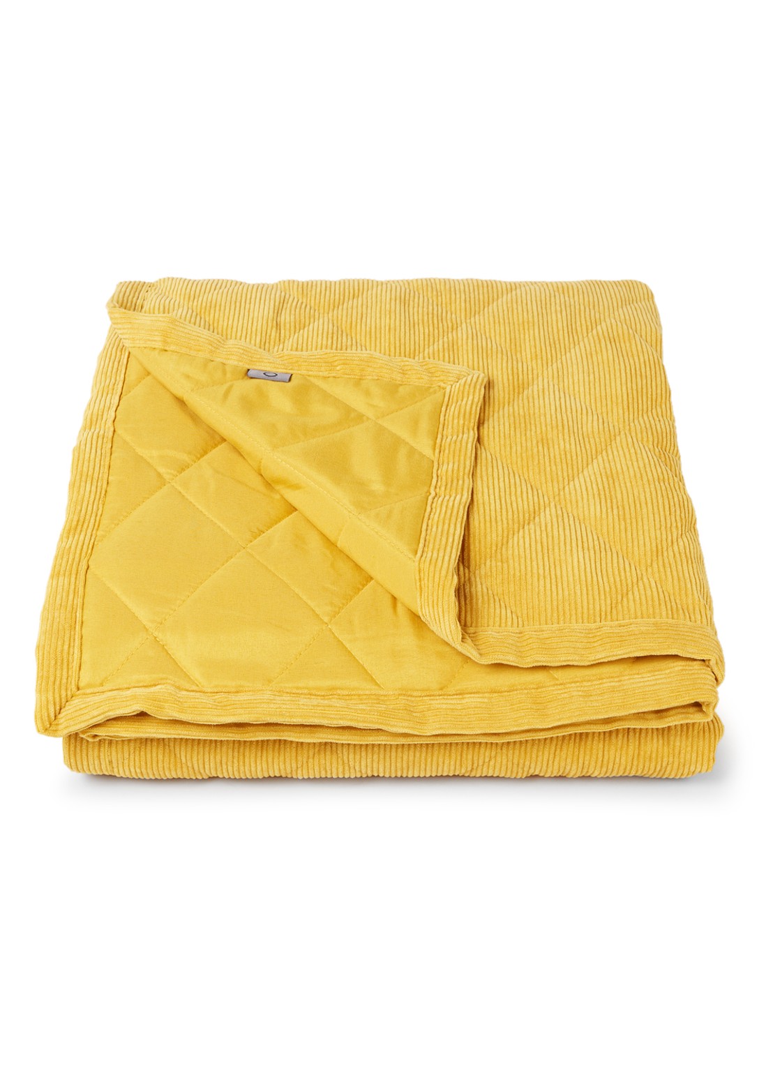 Essenza Billie bedsprei van ribfluweel - voorkant 2 mosterd