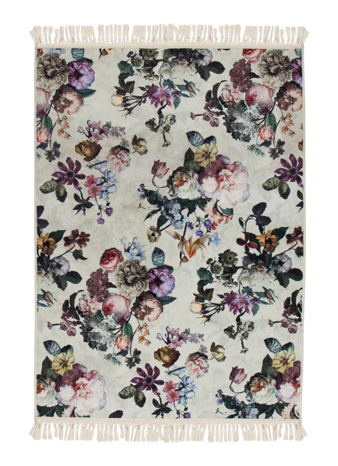 Essenza Fleur vloerkleed met bloemenprint 60 x 90 cm - voorkant zand