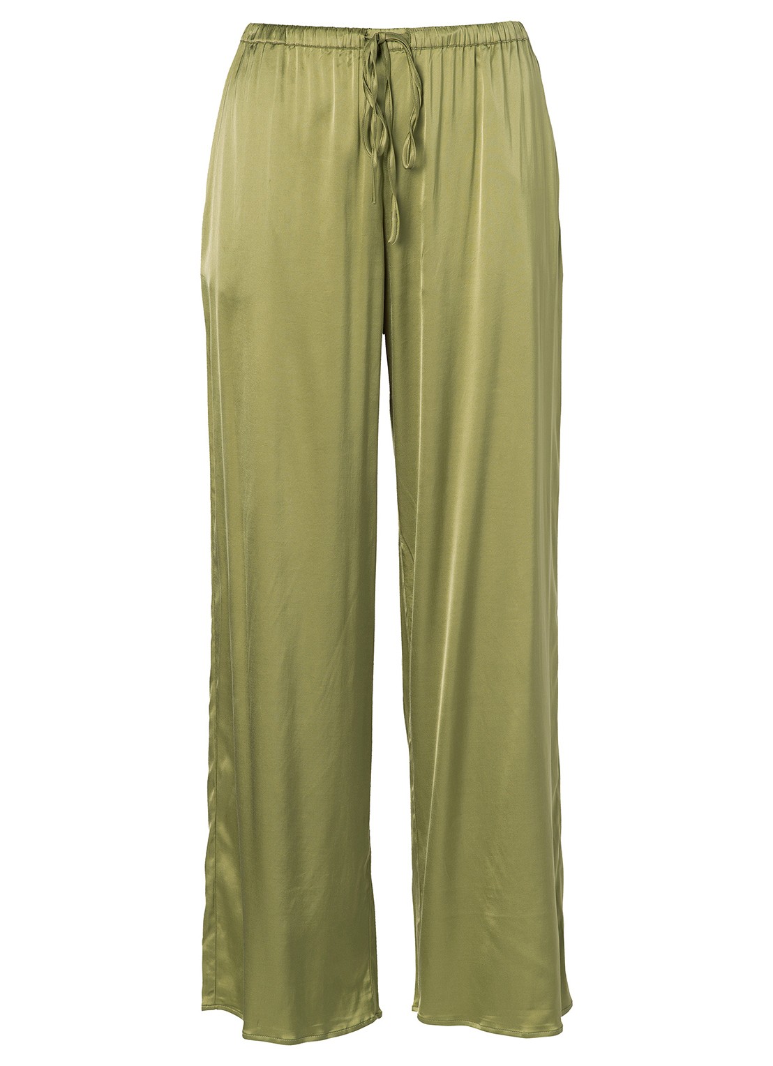Essenza Ida loungebroek met glanzende finish - voorkant groen