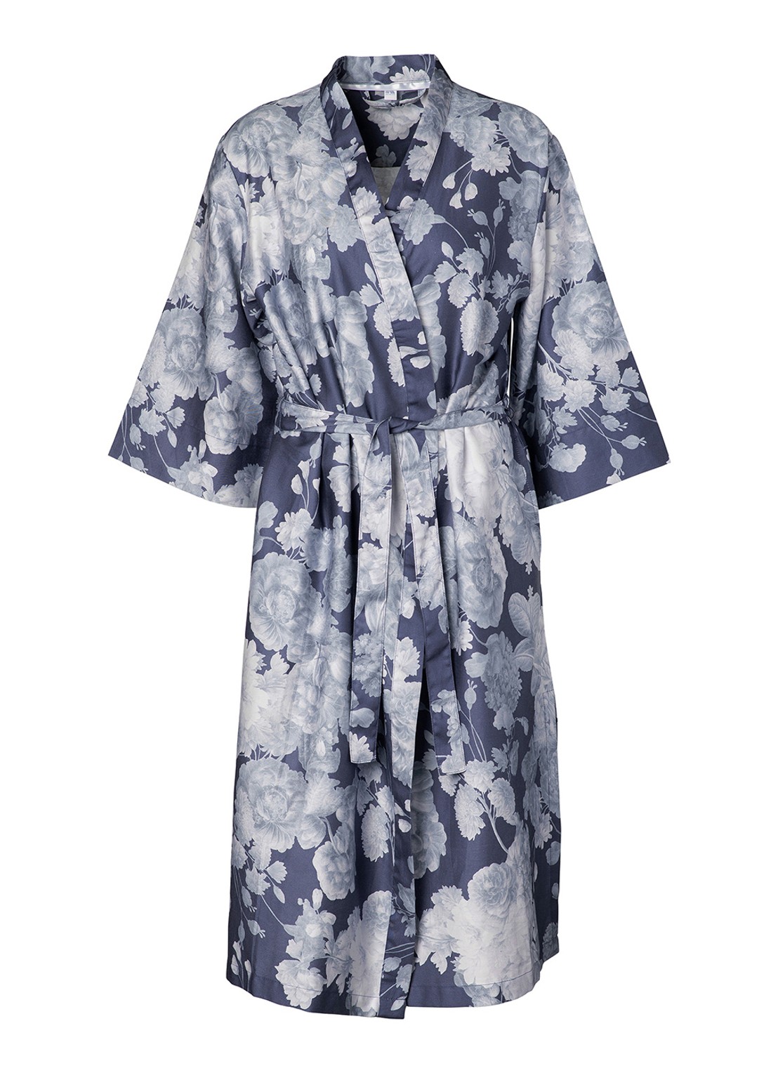 Essenza Ilona Eunice kimono met bloemenprint - voorkant donkerblauw