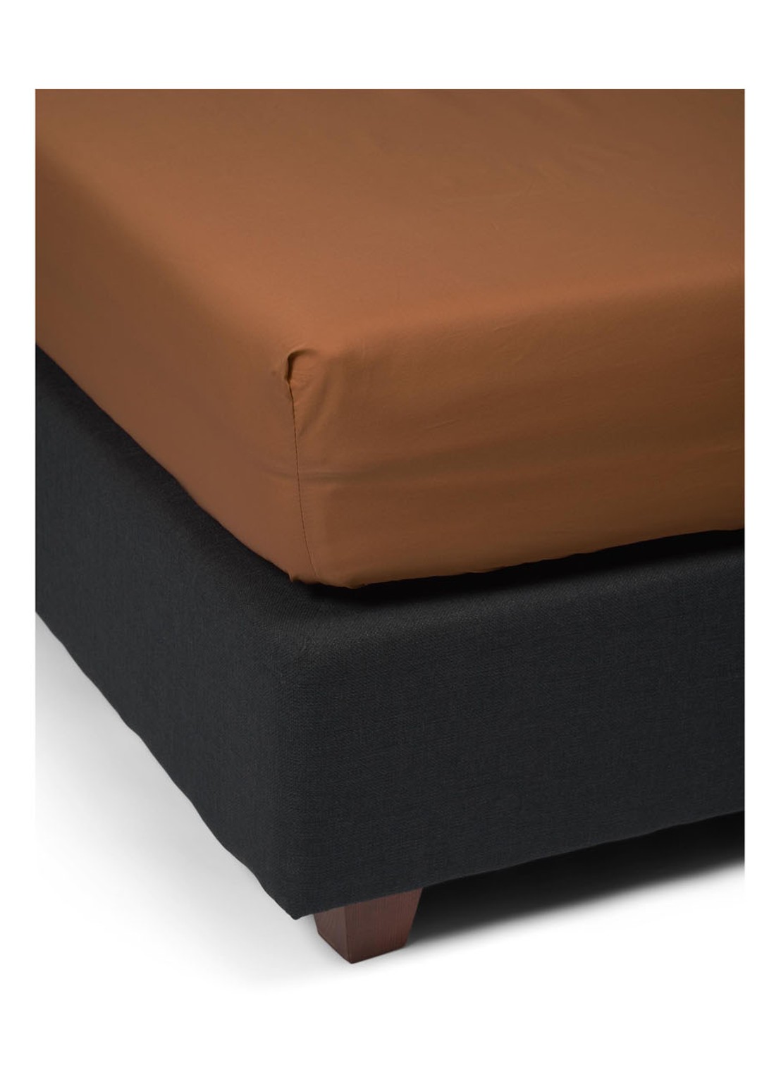 Essenza Minte hoeslaken van katoensatijn 300TC, hoekhoogte 35 cm - achterkant oranjebruin