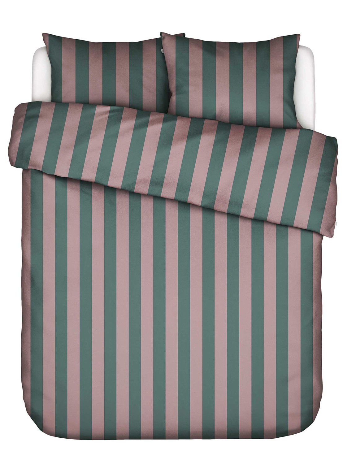 Essenza Minte Stripe dekbedovertrek van katoensatijn 300TC - inclusief kussensloop - voorkant 6 roze
