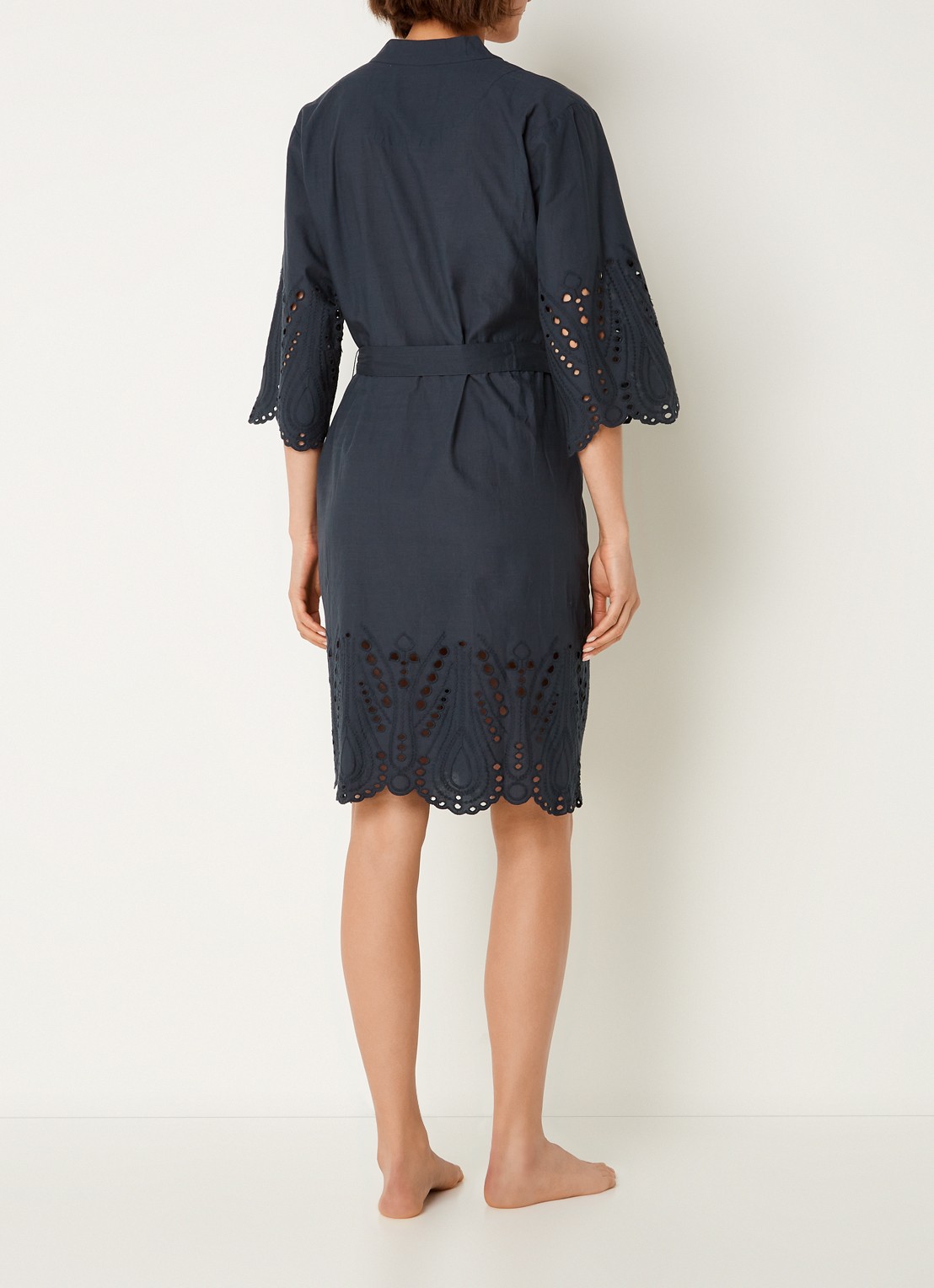 Essenza Sarai Tilia kimono met broderie - achterkant 2 donkerblauw
