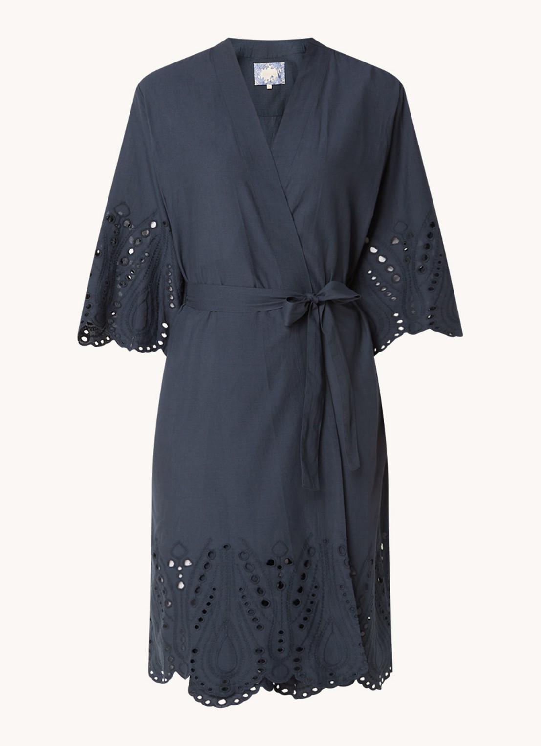 Essenza Sarai Tilia kimono met broderie - voorkant 3 donkerblauw