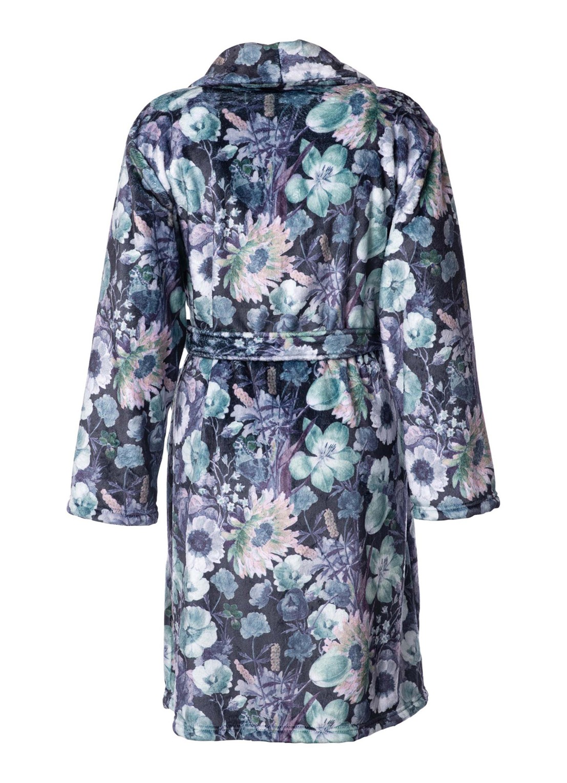 Essenza Steff Violesta badjas met bloemenprint - achterkant 5 antraciet