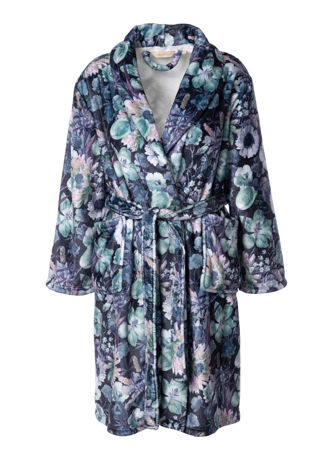 Essenza Steff Violesta badjas met bloemenprint - voorkant 6 antraciet