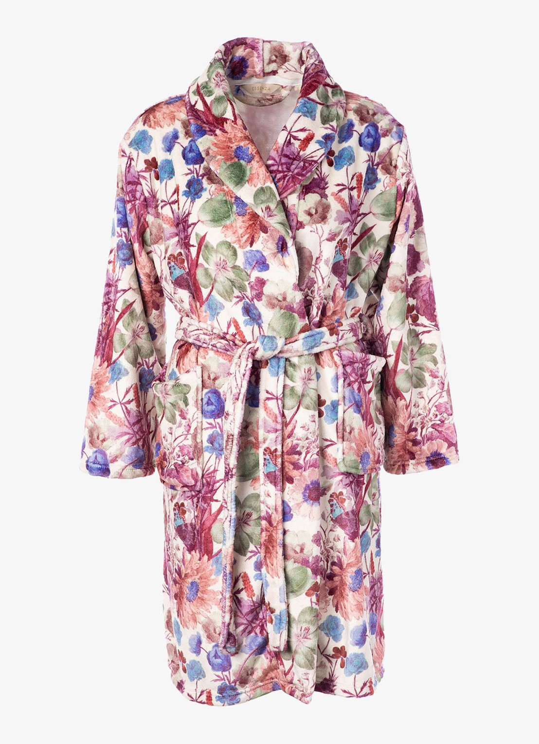 Essenza Steff Violesta badjas met bloemenprint - voorkant vanillegeel