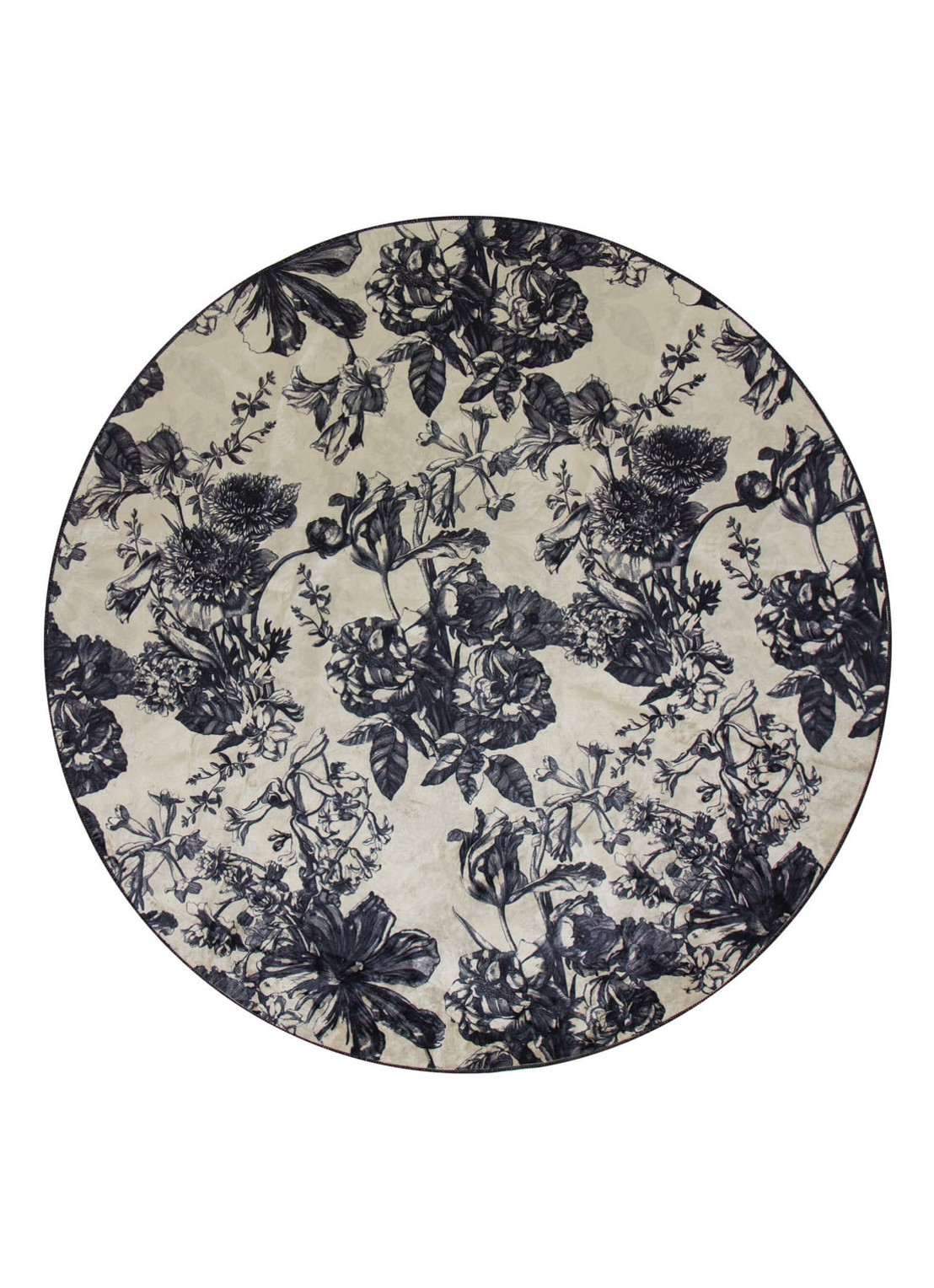 Essenza Vivienne vloerkleed met bloemenprint 90 cm - voorkant zand