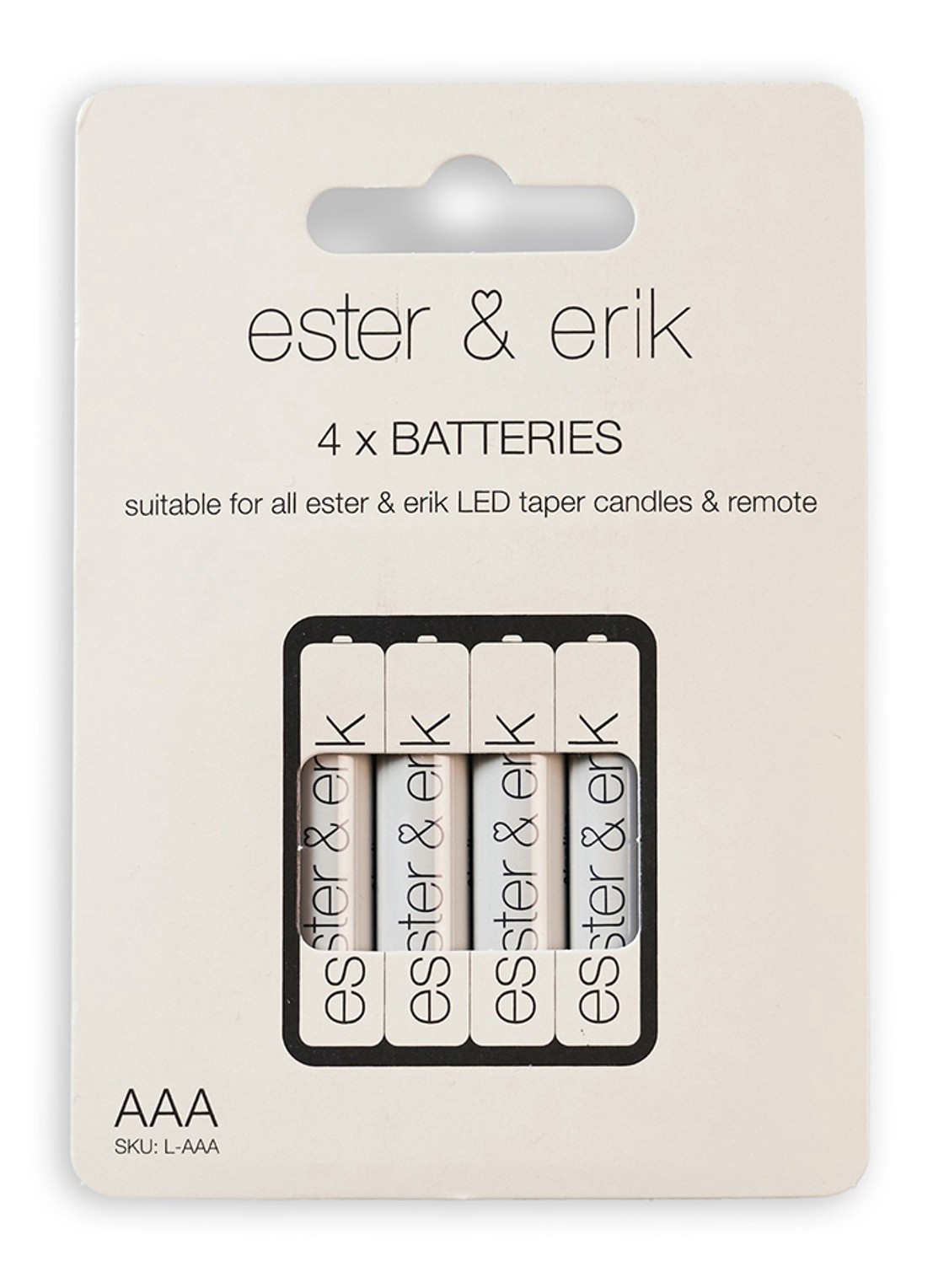 ester & erik AAA batterij 4-pack - voorkant gebroken wit