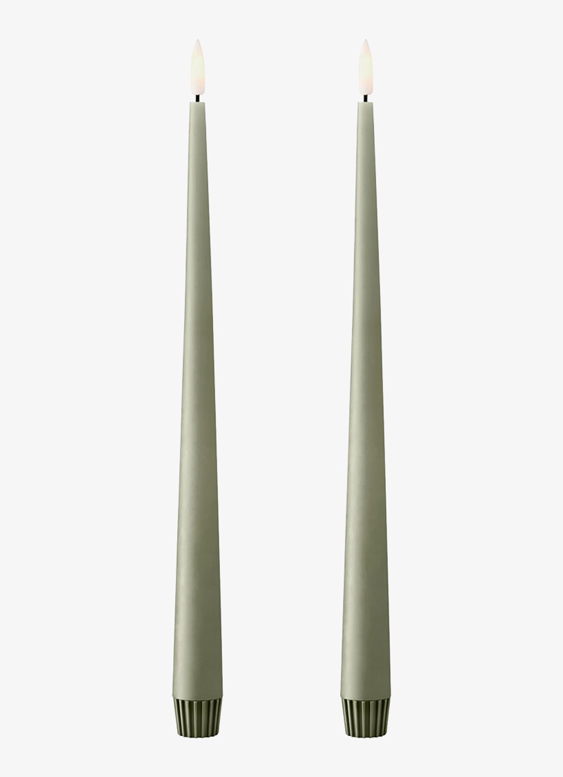 ester & erik LED-kaars 30 cm set van 2 - voorkant olijfgroen