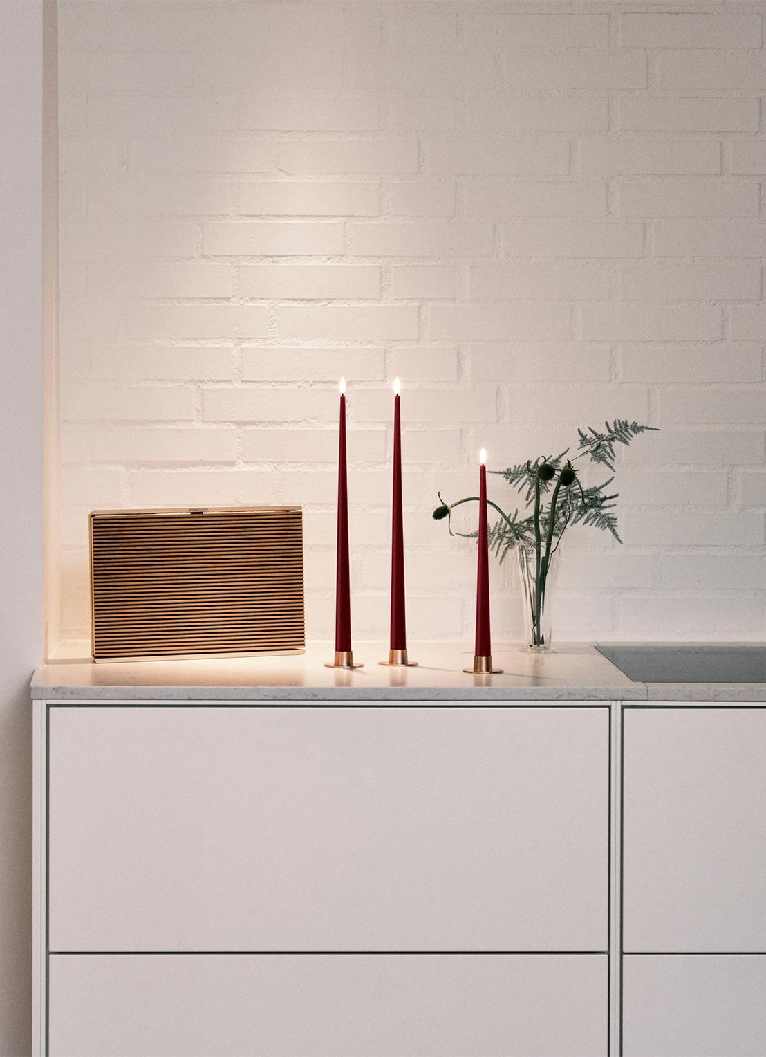 ester & erik LED-kaars 30 cm set van 2 - voorkant 2 bordeauxrood