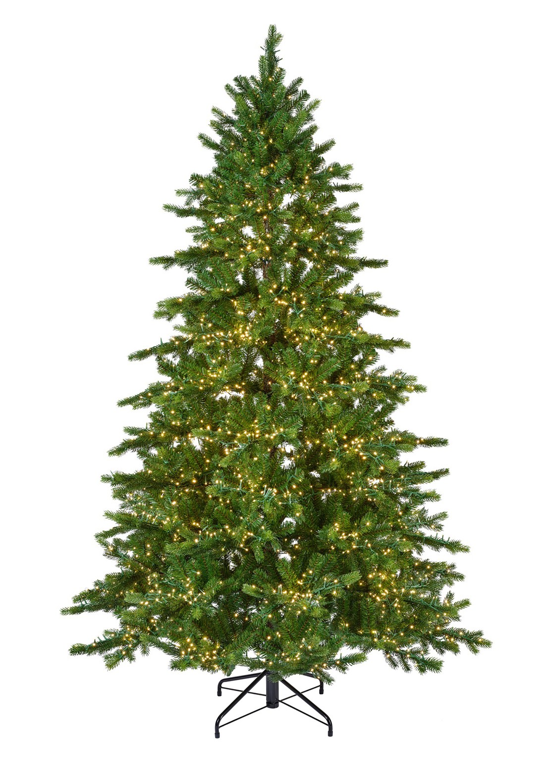 Everlands Galloway Spruce kunstkerstboom met LED verlichting 210 cm - voorkant groen