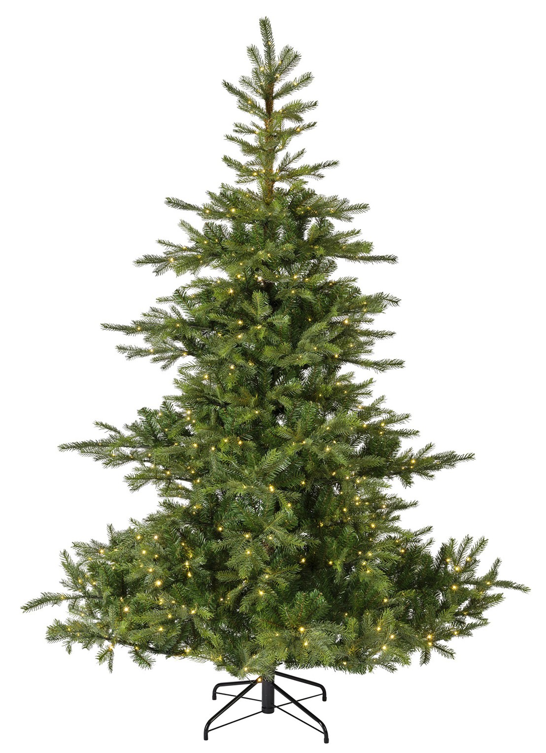 Everlands Grandis Fir kunstkerstboom met LED verlichting 150 cm - voorkant groen
