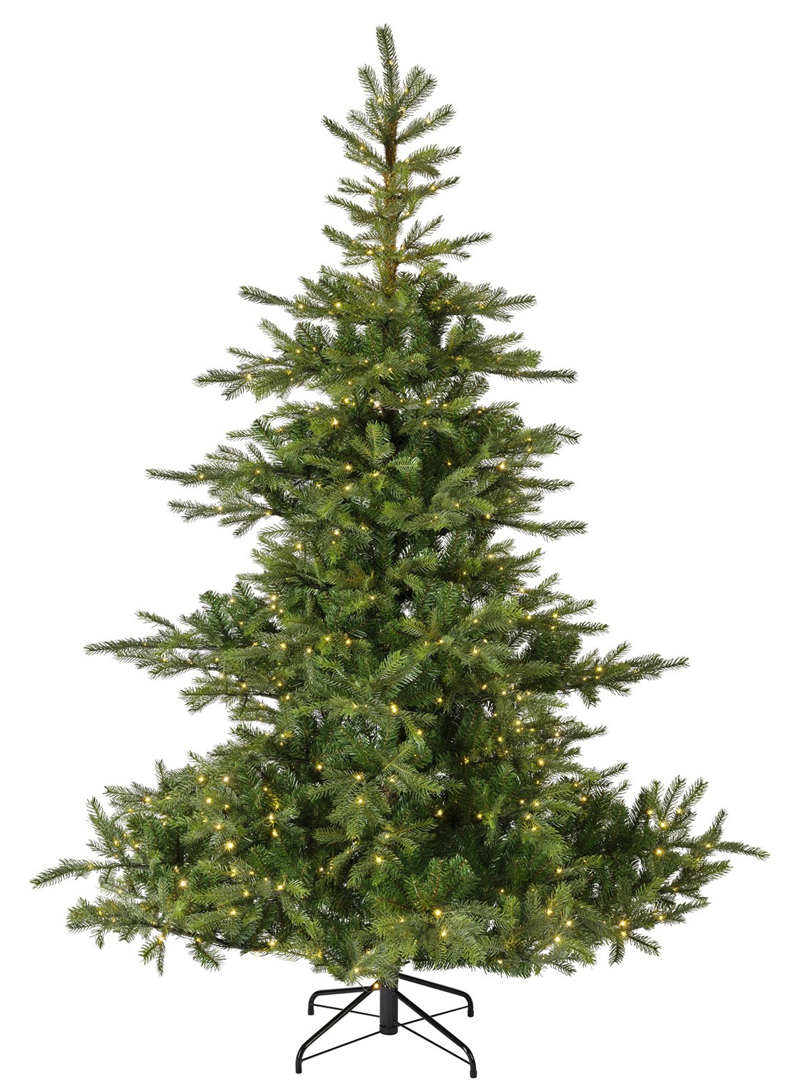 Everlands Grandis Fir kunstkerstboom met LED verlichting 210 cm - voorkant groen