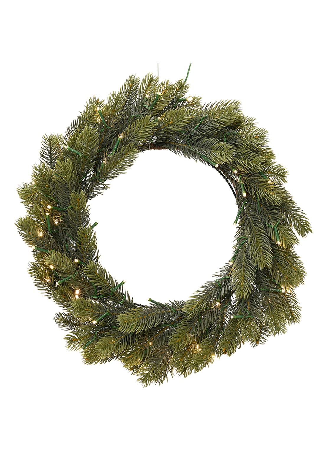 Everlands Kerstkrans met LED verlichting 50 cm - voorkant groen