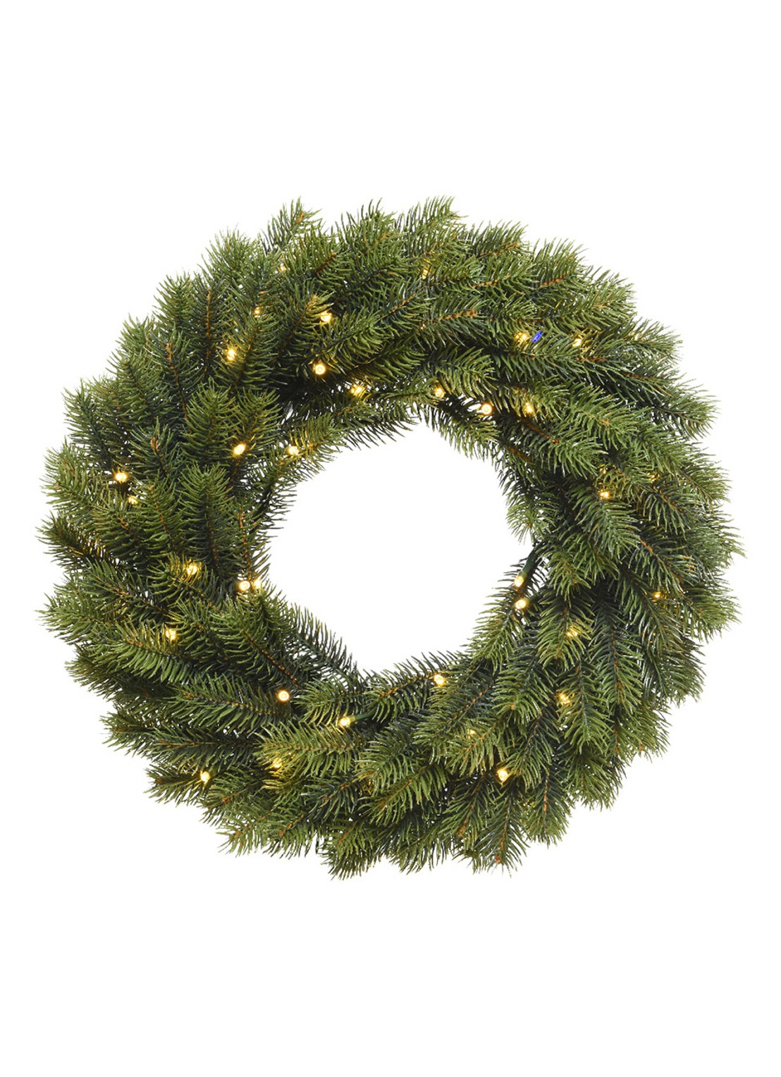 Everlands Winnipeg kerstkrans met LED verlichting 40 cm - voorkant groen