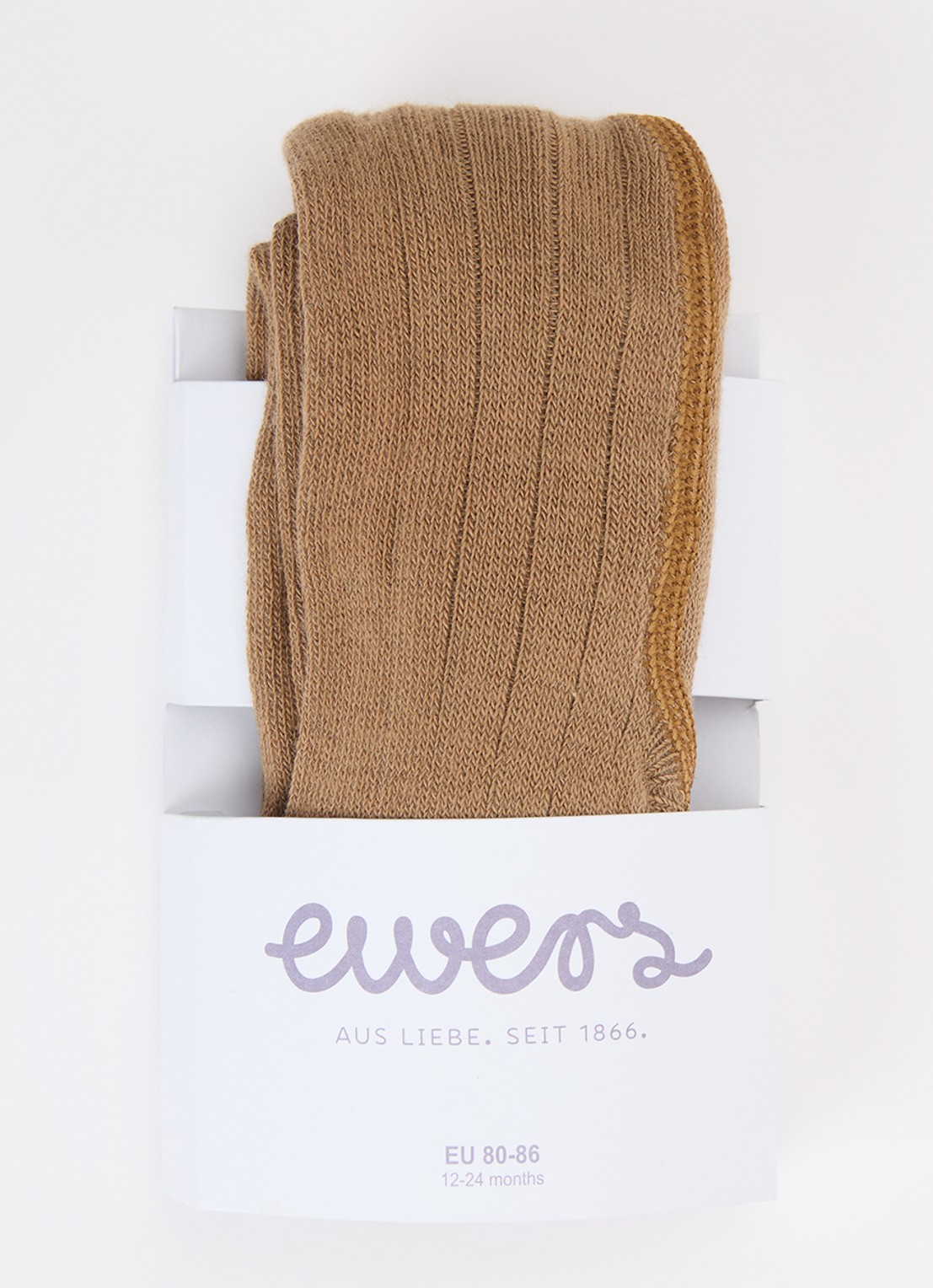 Ewers Ribgebreide maillot in katoenblend - voorkant camel