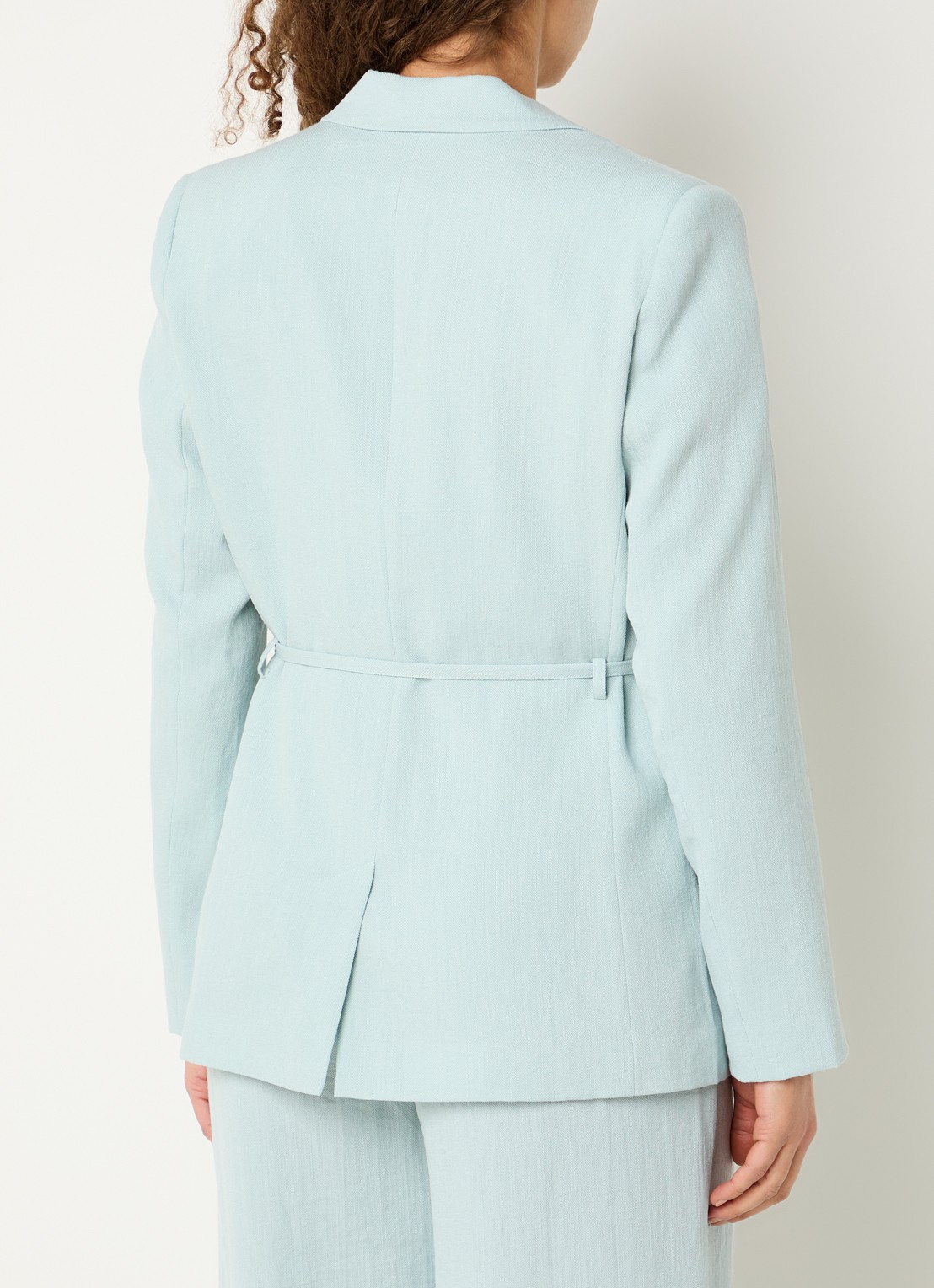 Expresso Blazer in linnenblend met strikceintuur en paspelzakken - achterkant mint