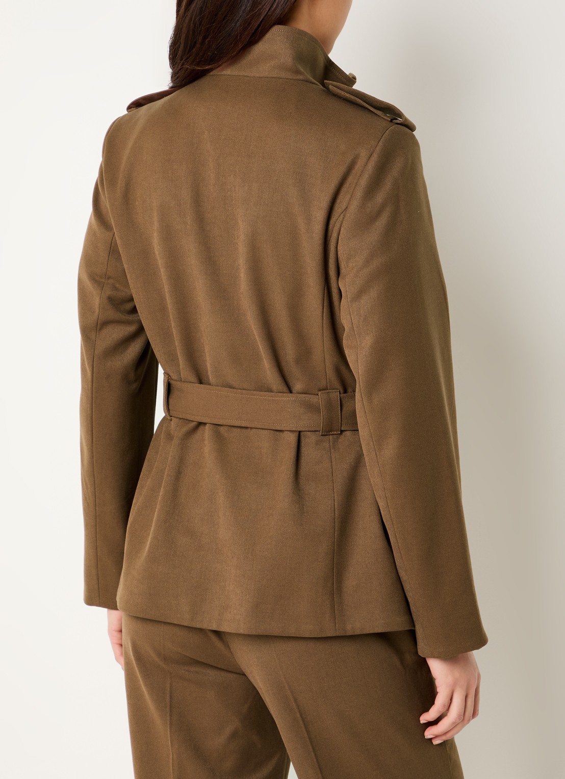 Expresso Blazer in wolblend met ceintuur - achterkant hazelnootbruin